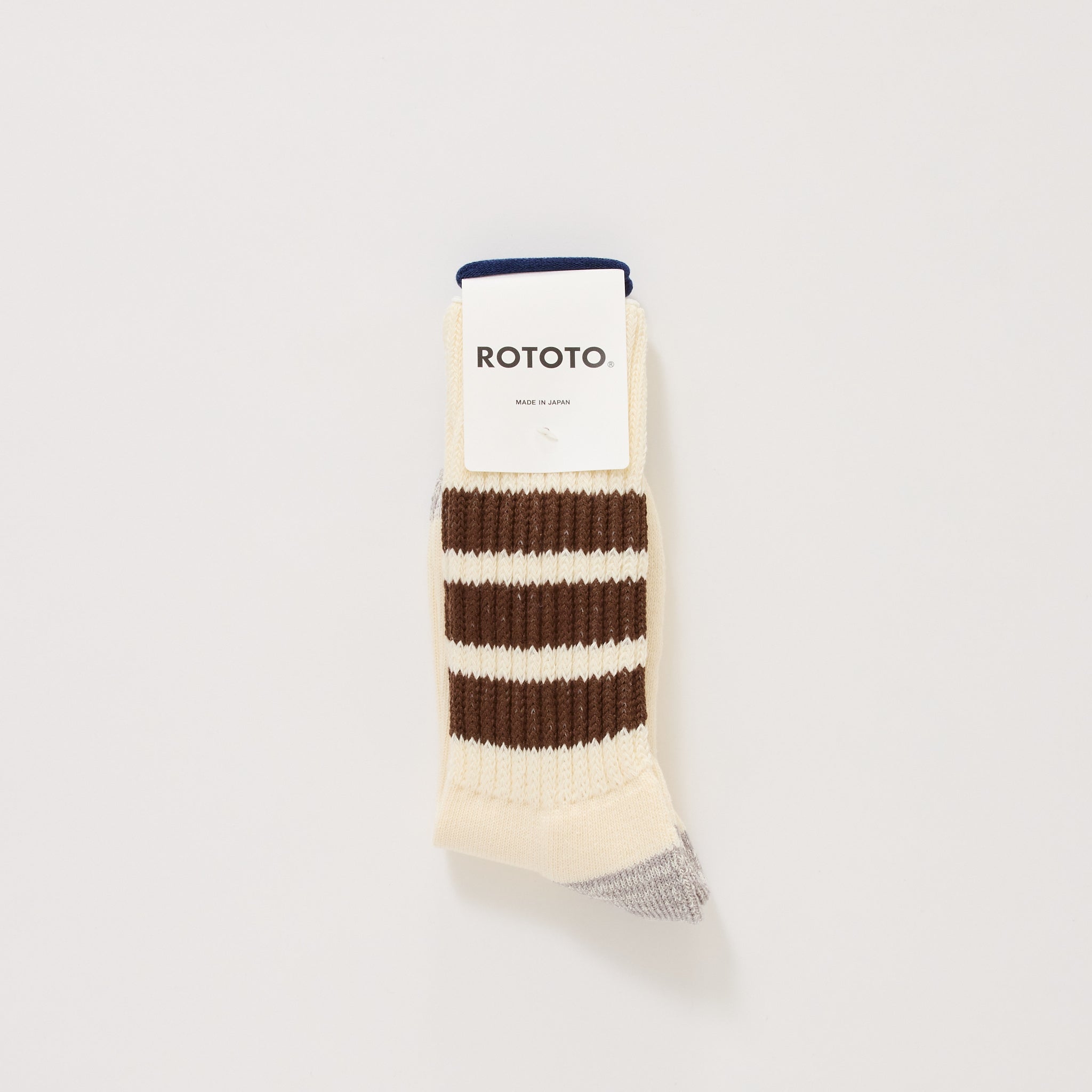 Coarse Ribbed Old School Crew Socks Brown