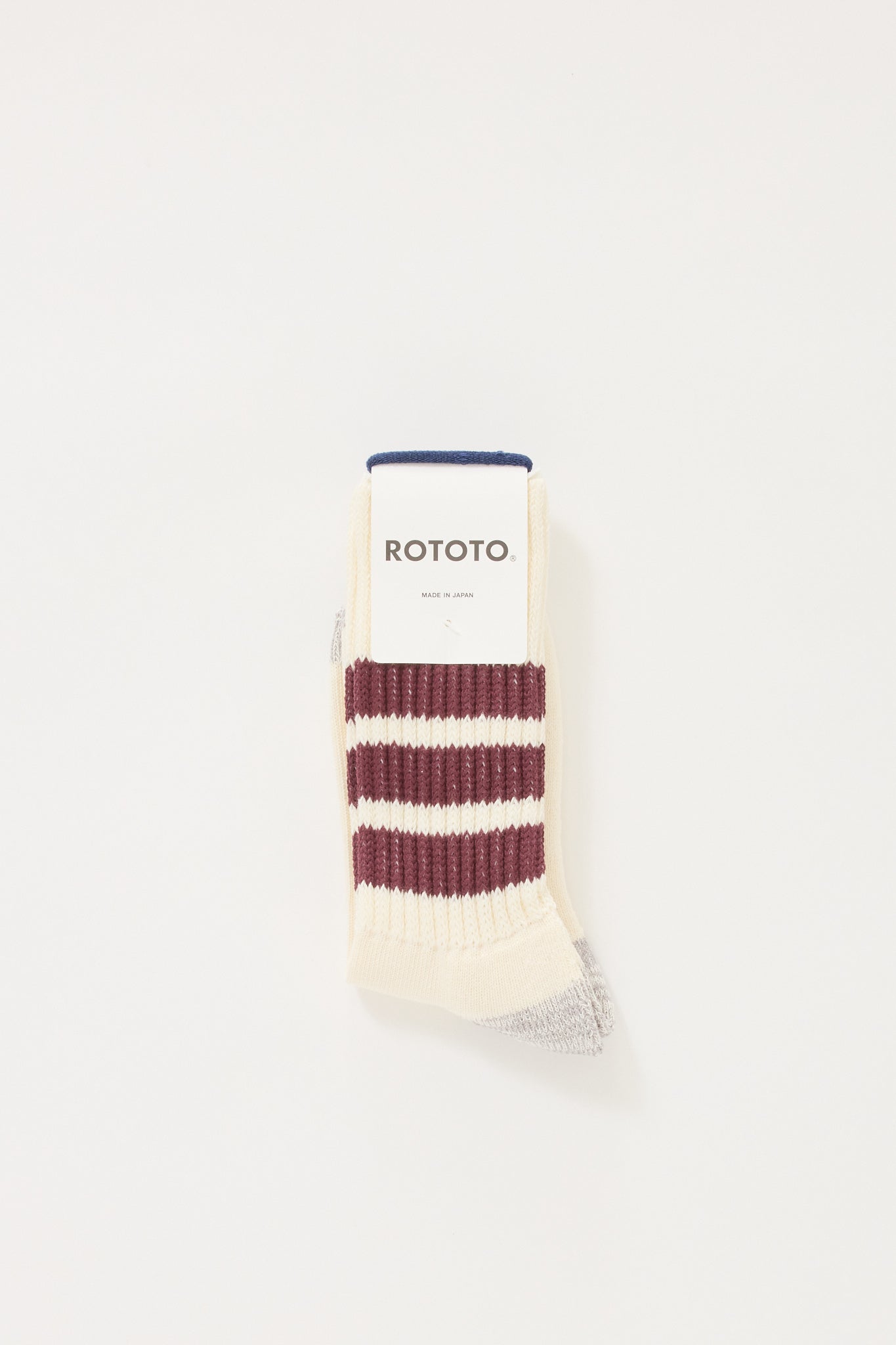 Rototo | Coarse Ribbed Old School Crew Socks Bordeaux | Maplestore