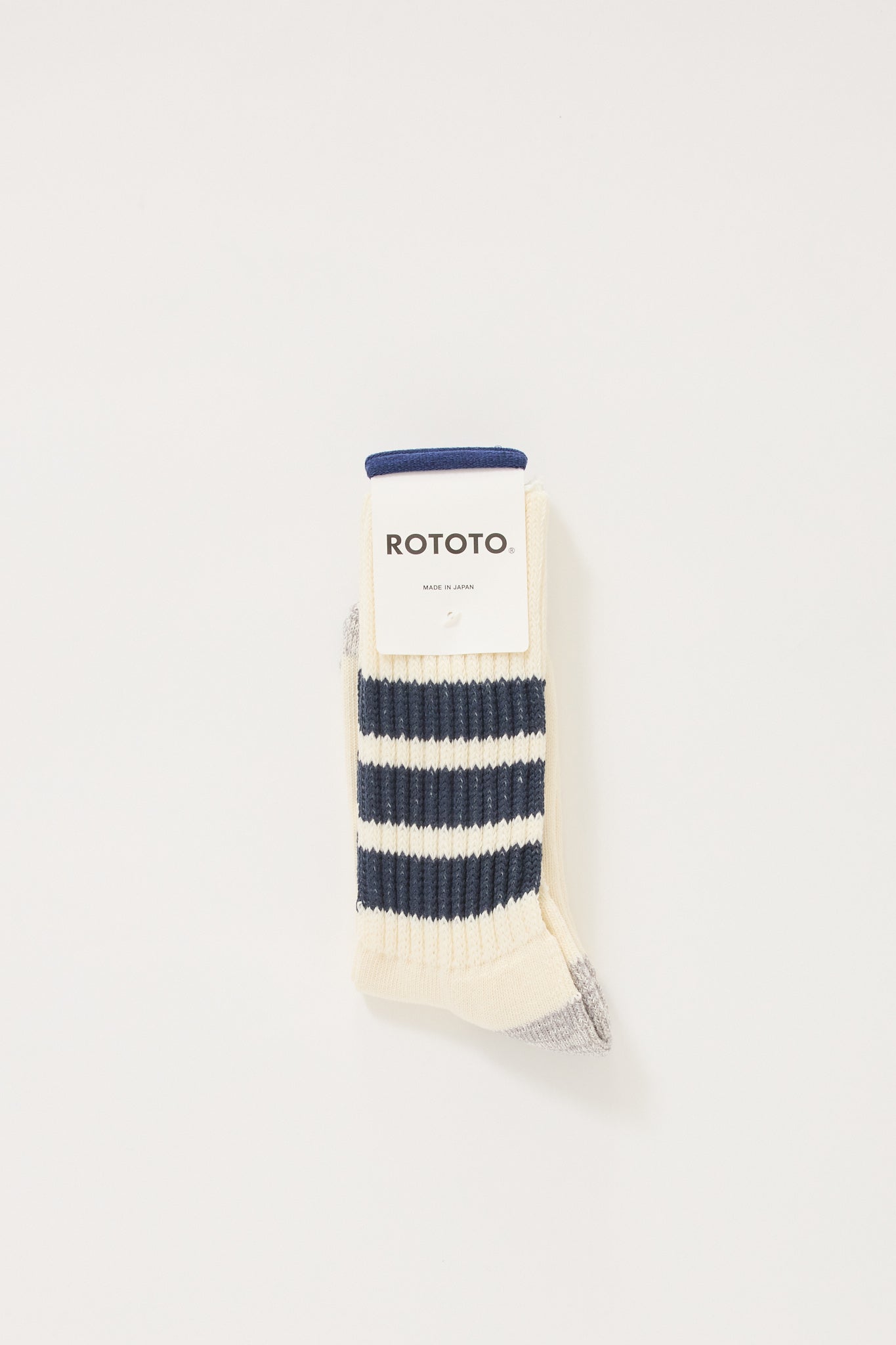 Rototo | Coarse Ribbed Old School Crew Socks Navy | Maplestore