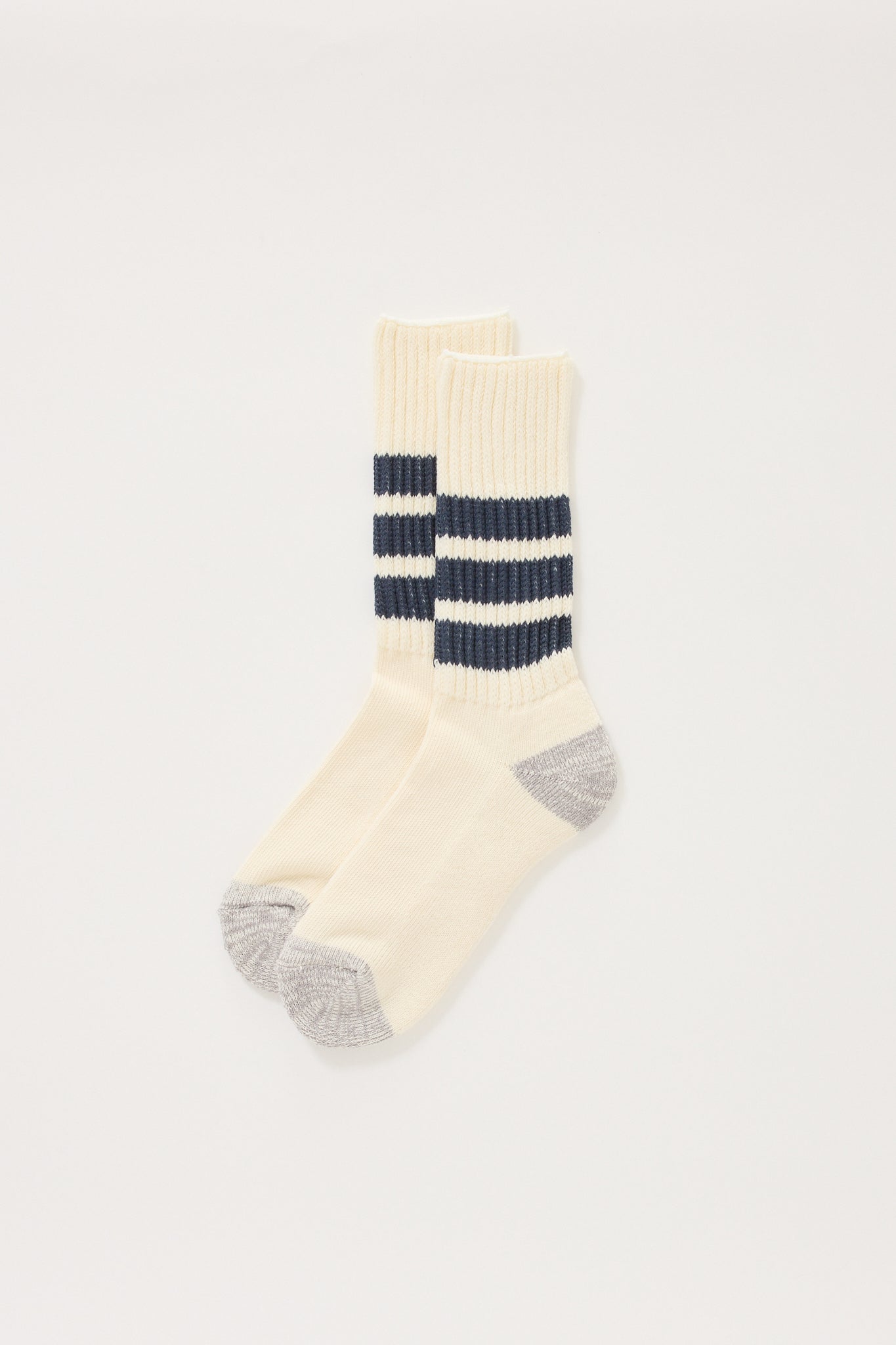 Rototo | Coarse Ribbed Old School Crew Socks Navy | Maplestore