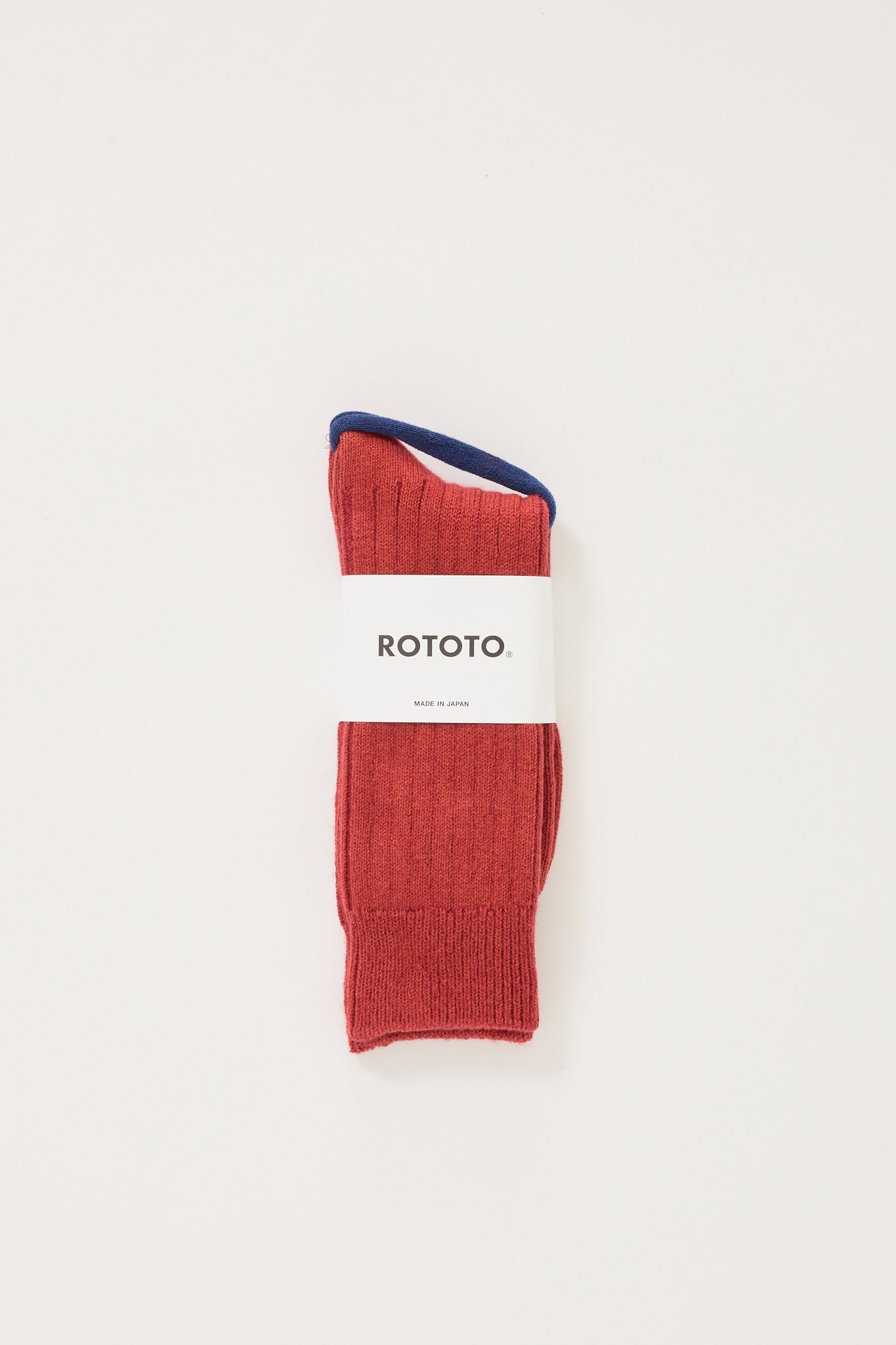 Rototo | Cotton Wool Ribbed Crew Socks Red | Maplestore