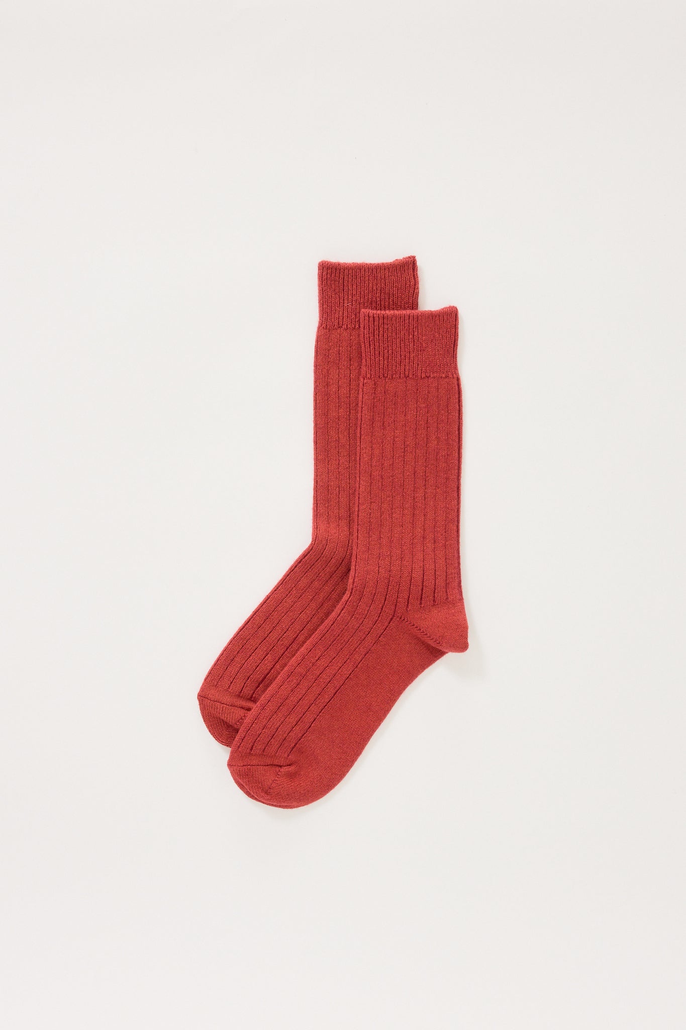 Rototo | Cotton Wool Ribbed Crew Socks Red | Maplestore