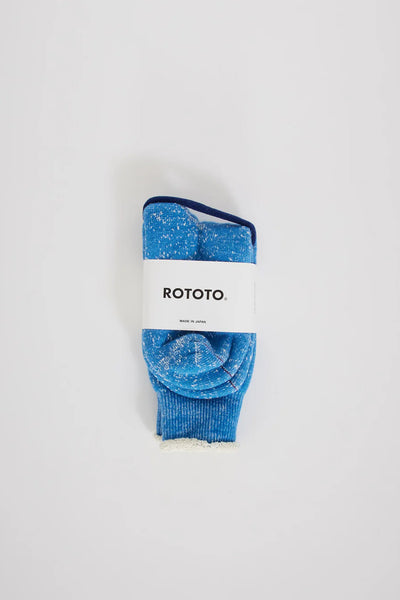 Rototo | Double Face Crew Socks Blue | Maplestore