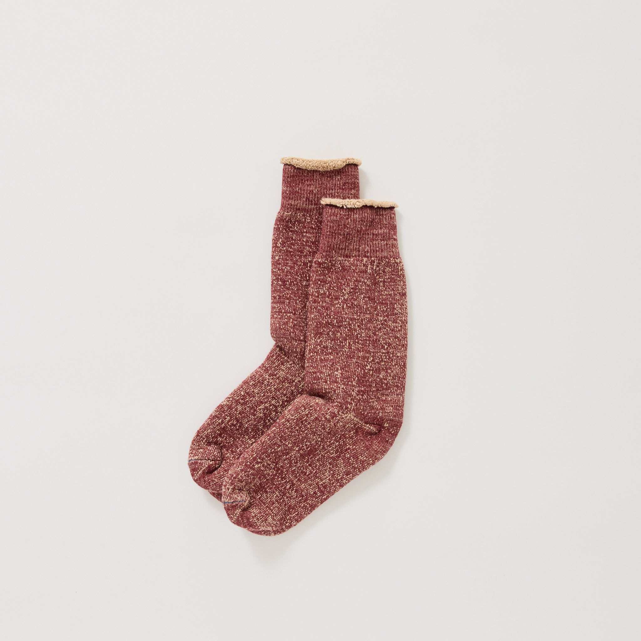 Rototo | Double Face Crew Socks Dark Red/Brown | Maplestore