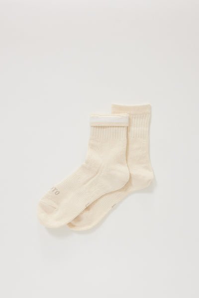 Rototo | Double Face Mini Crew Socks Ivory | Maplestore