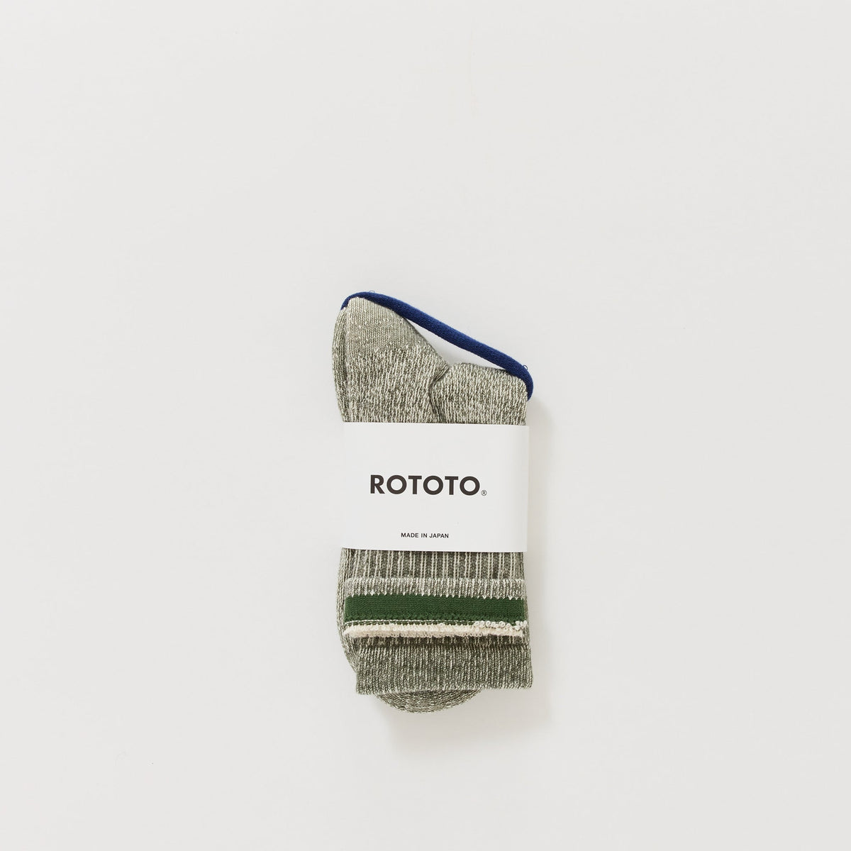 Rototo | Double Face Mini Crew Socks Olive | Maplestore
