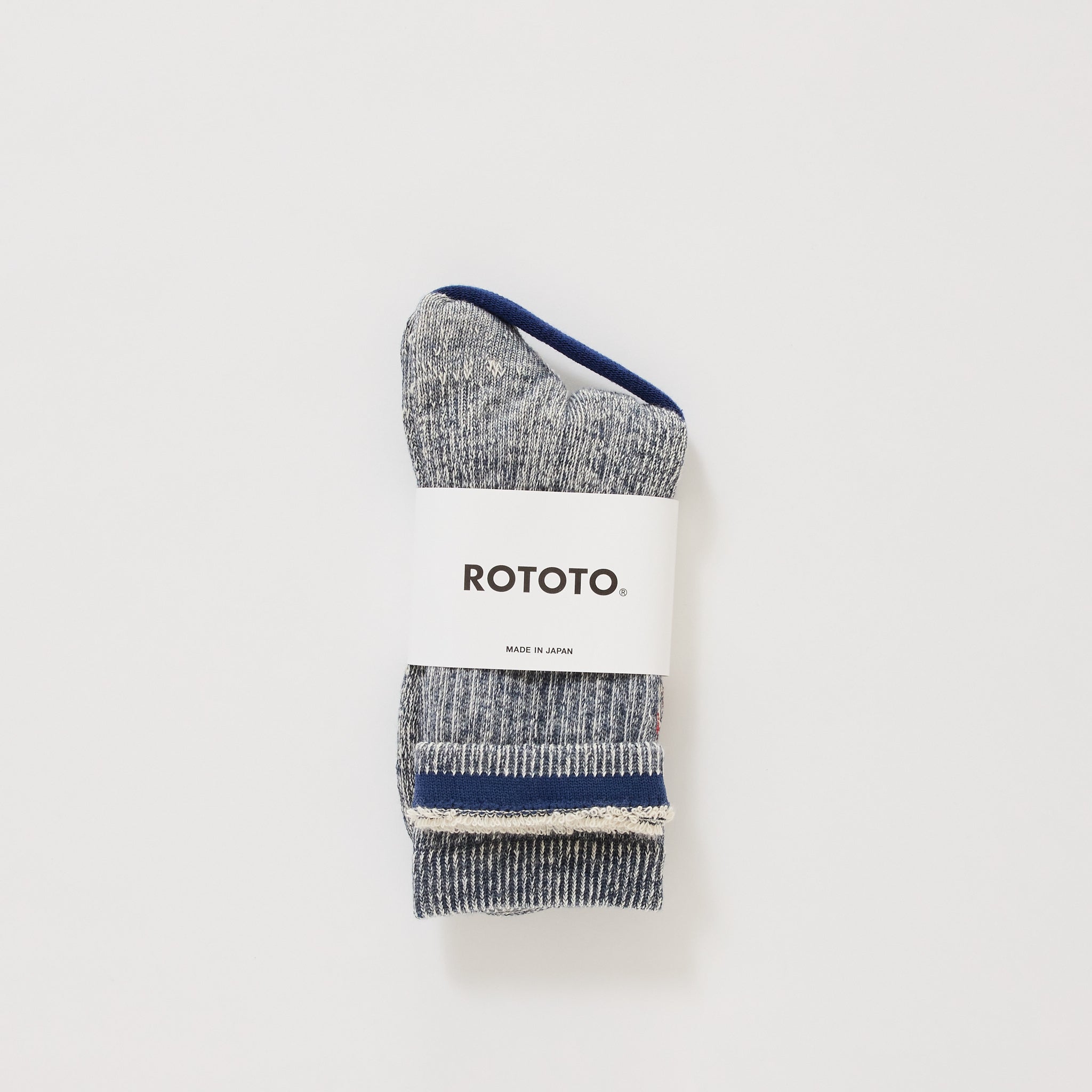 Rototo | Double Face Mini Crew Socks Navy | Maplestore