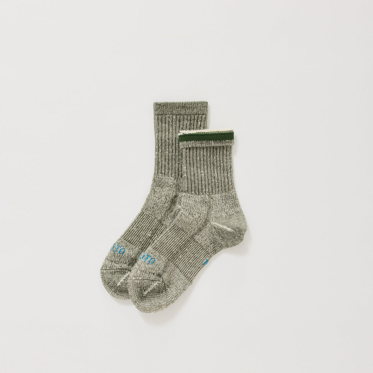 Rototo | Double Face Mini Crew Socks Olive | Maplestore