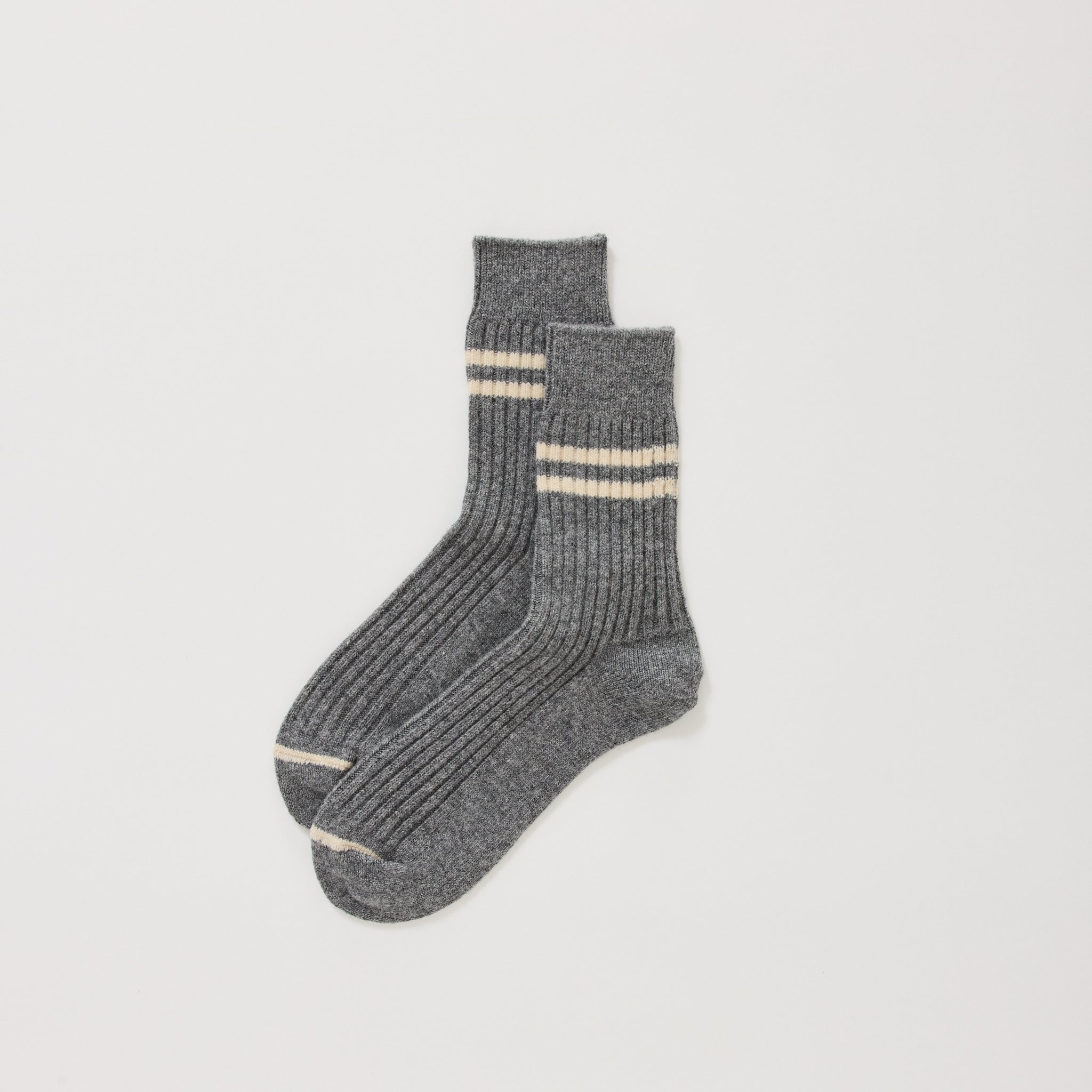 Merino Lambs Wool Stripe Socks Grey