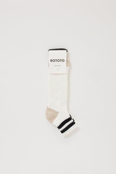 Rototo | O.S. Ribbed Ankle Socks White/Black | Maplestore