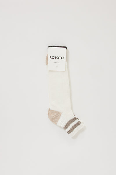 Rototo | O.S. Ribbed Ankle Socks White/Grayage | Maplestore