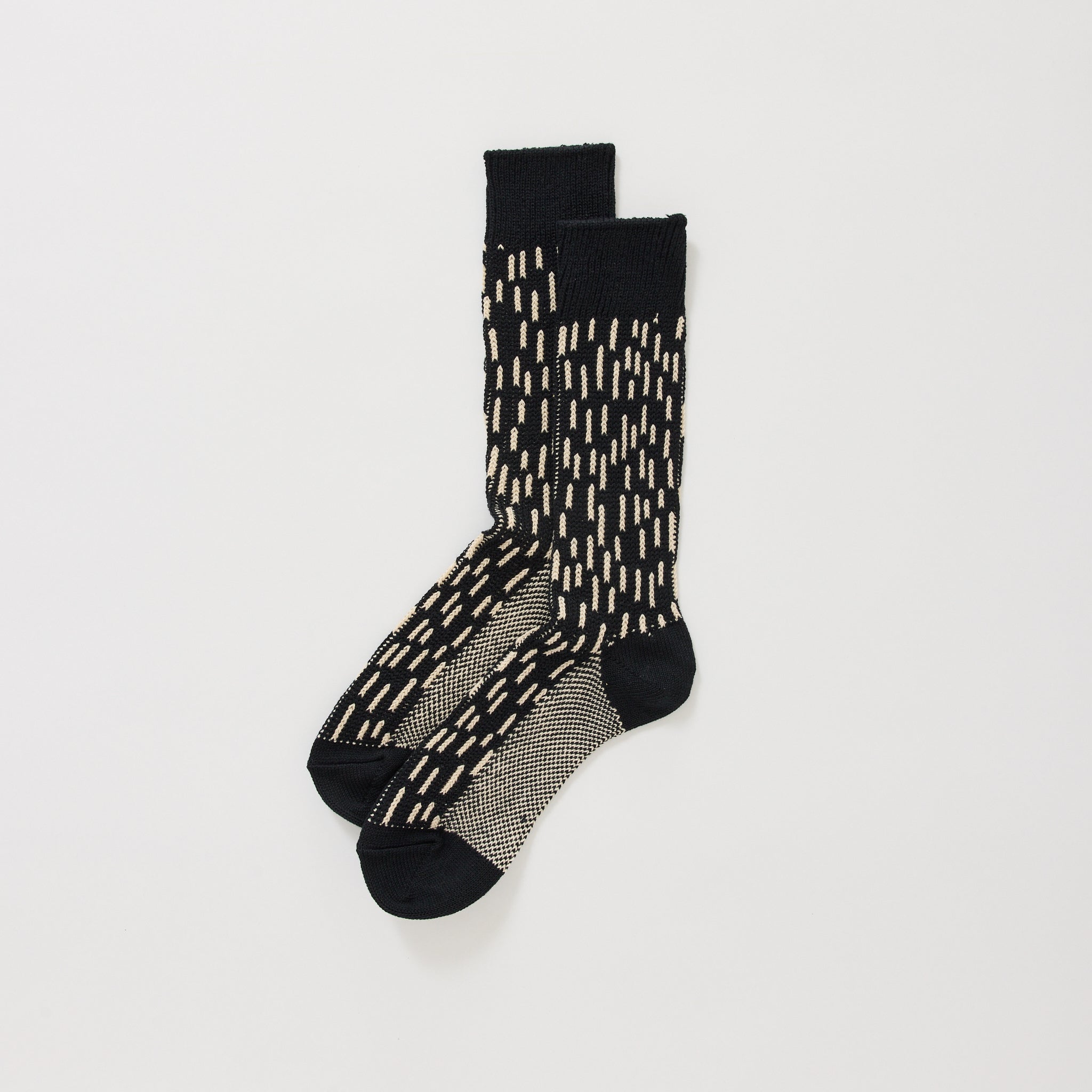 Rain Drop Crew Socks Black/Ivory