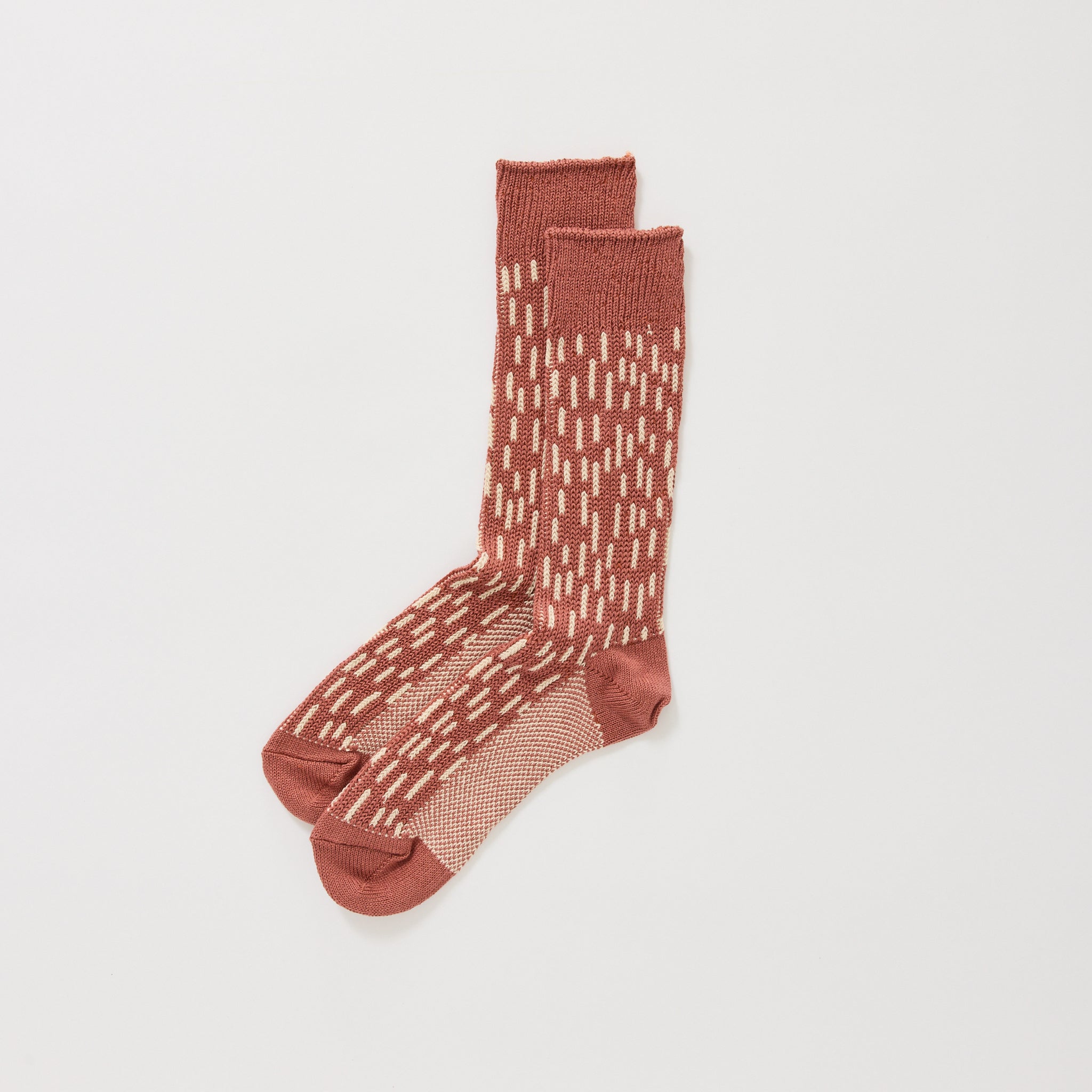 Rain Drop Crew Socks Garnet/Ivory