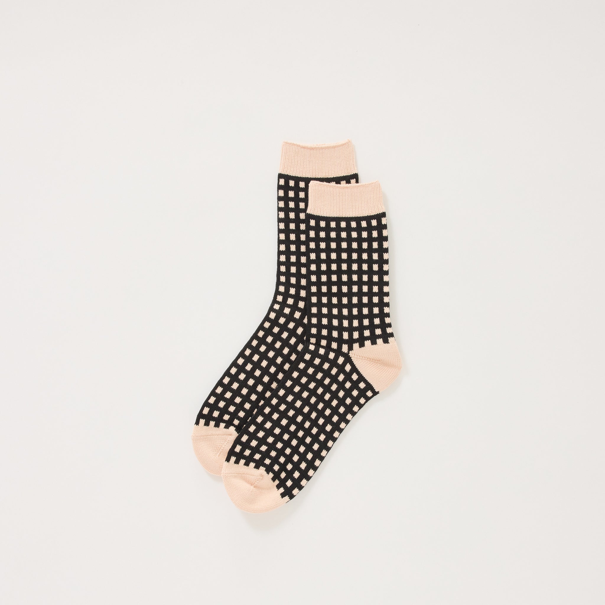 Square Lattice Socks Coral