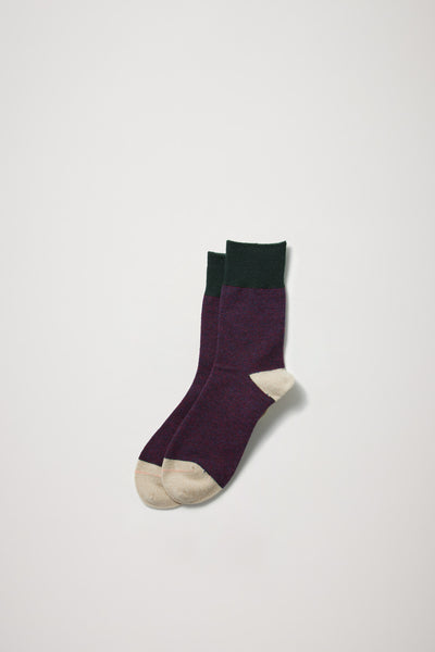 Rototo | Woolen Retro OD Stripe Socks Dark Green/Ivory | Maplestore