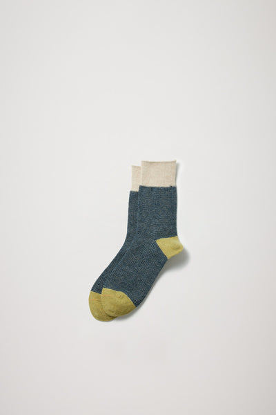 Rototo | Woolen Retro OD Stripe Socks Ivory/Light Yellow | Maplestore