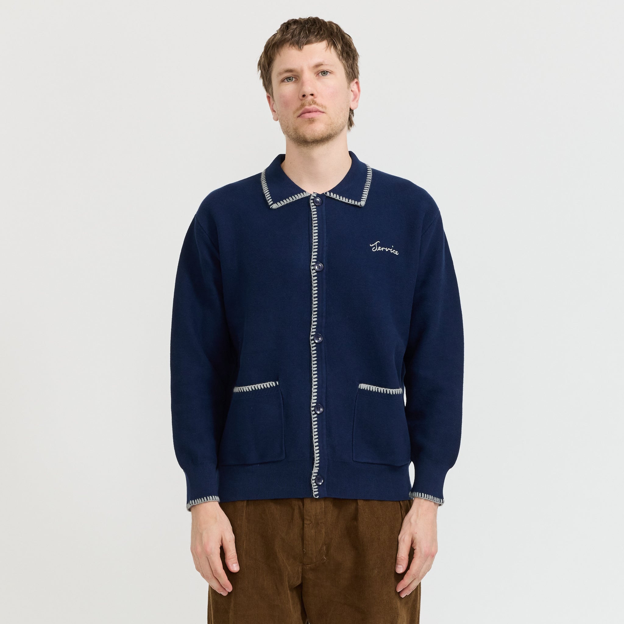 Service Works | Blanket Stitch Cardigan Navy | Maplestore