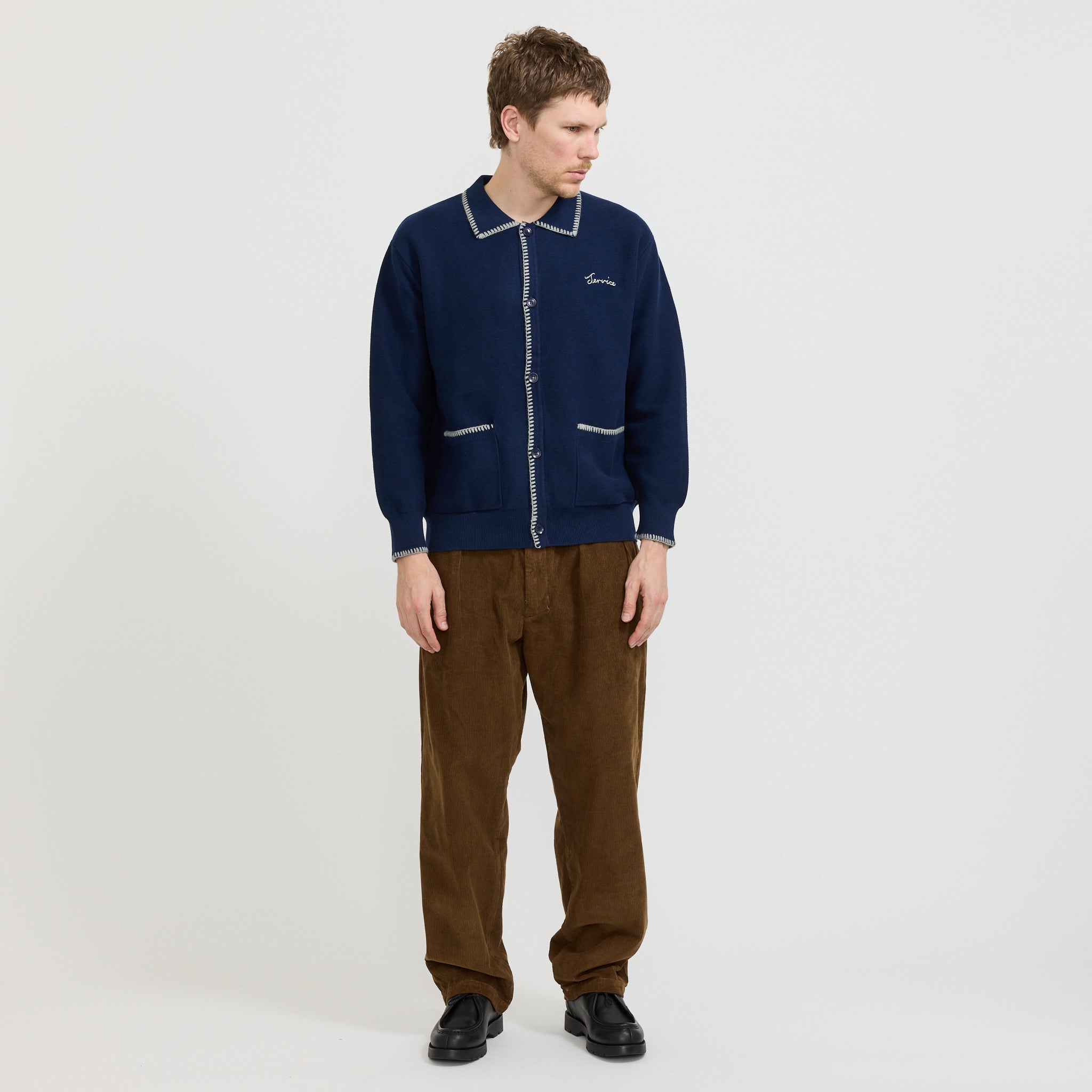 Service Works | Blanket Stitch Cardigan Navy | Maplestore