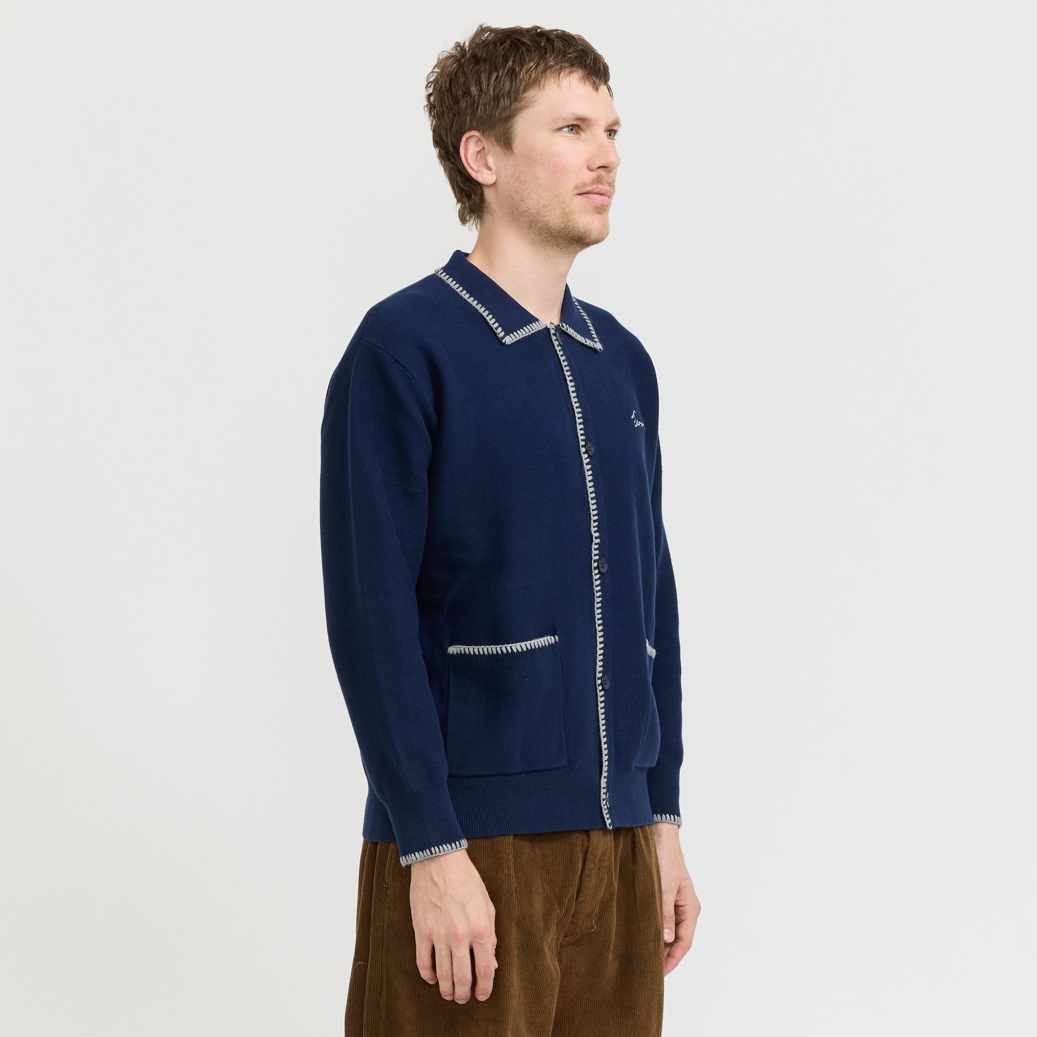 Service Works | Blanket Stitch Cardigan Navy | Maplestore