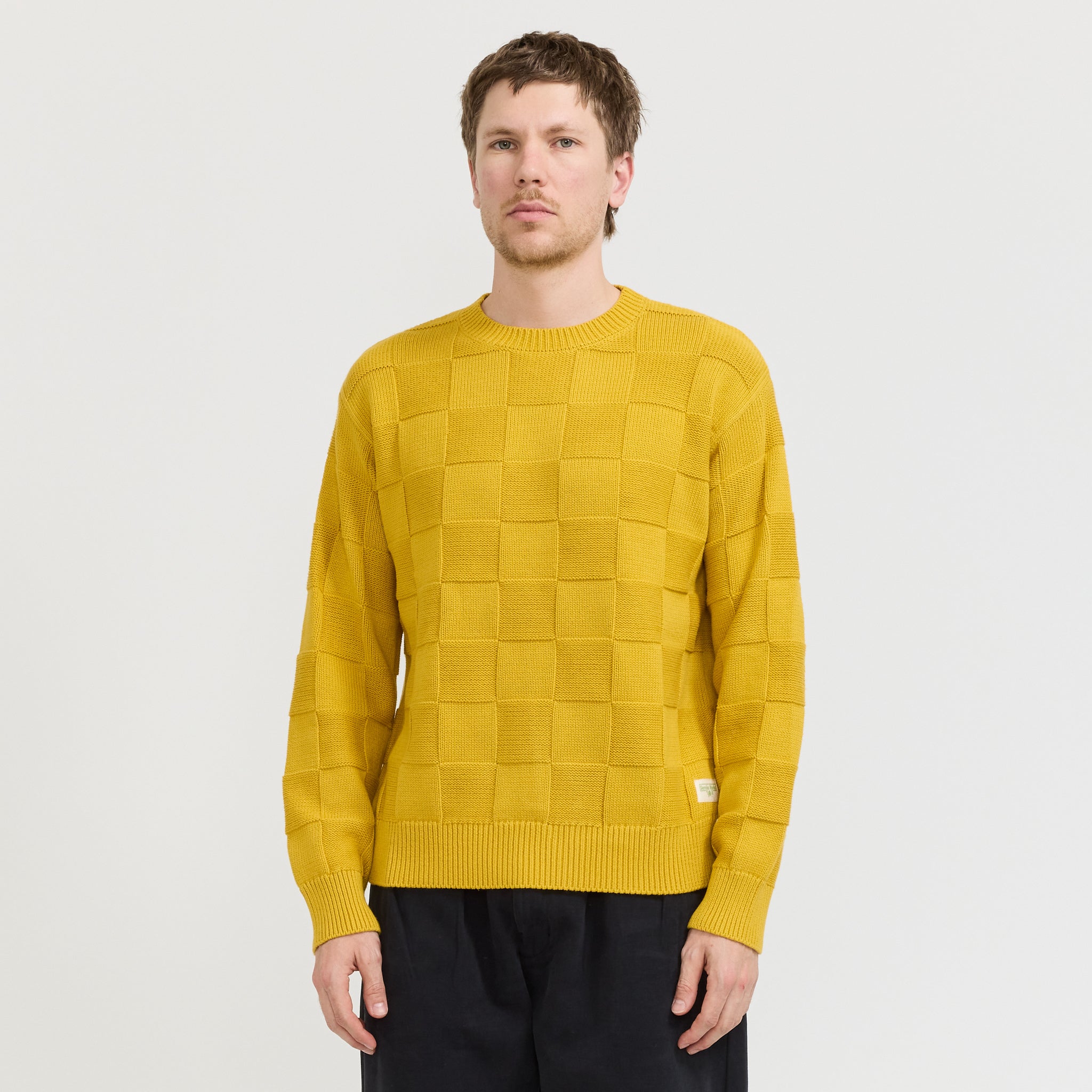 Service Works | Check Knit Crewneck Ochre | Maplestore