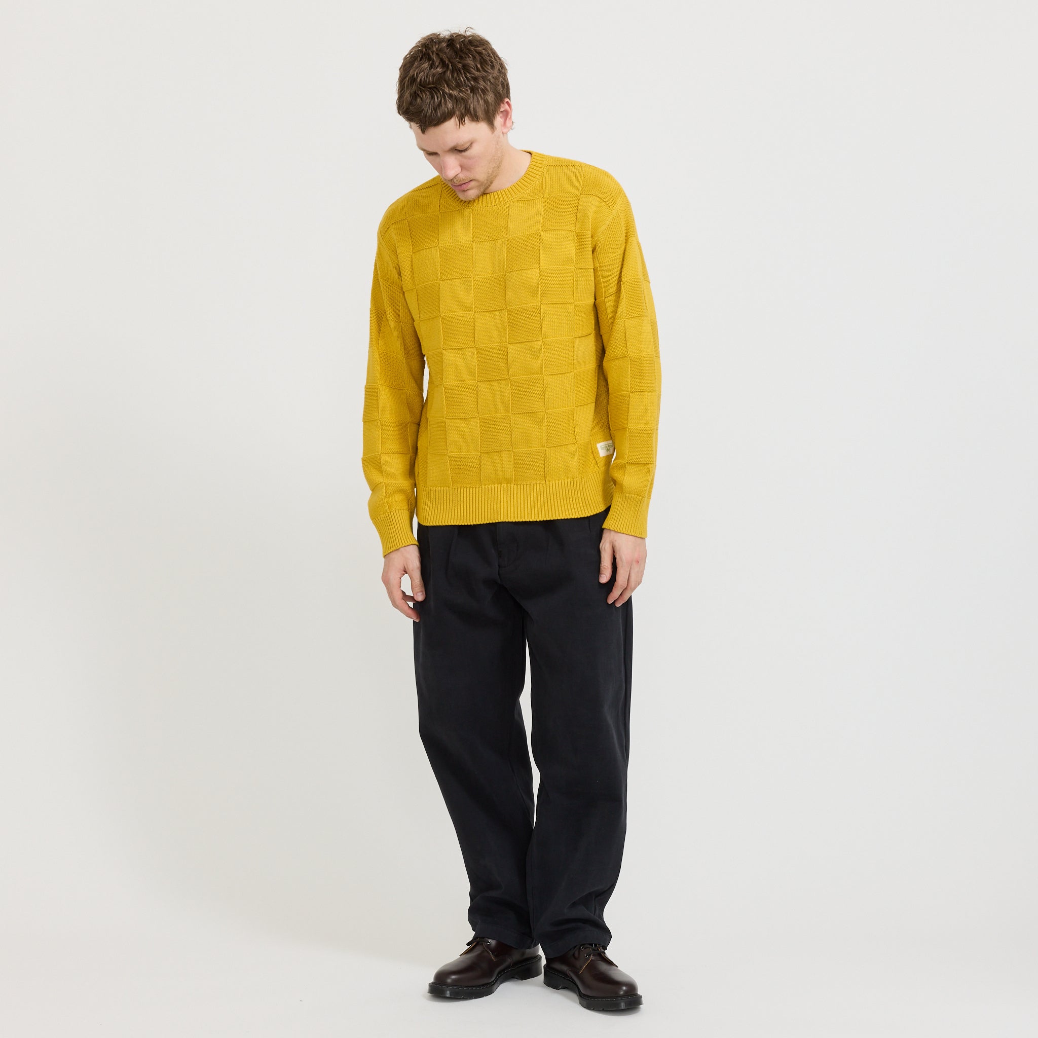 Service Works | Check Knit Crewneck Ochre | Maplestore