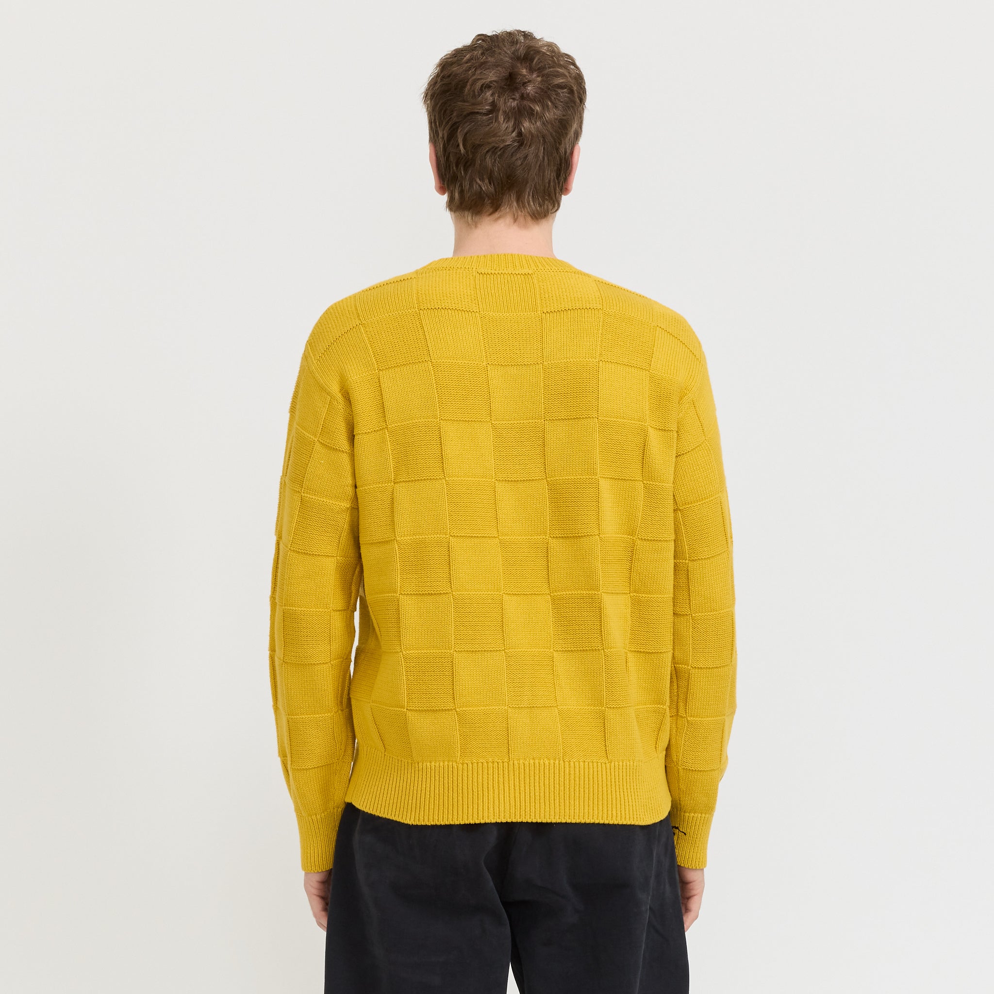 Service Works | Check Knit Crewneck Ochre | Maplestore