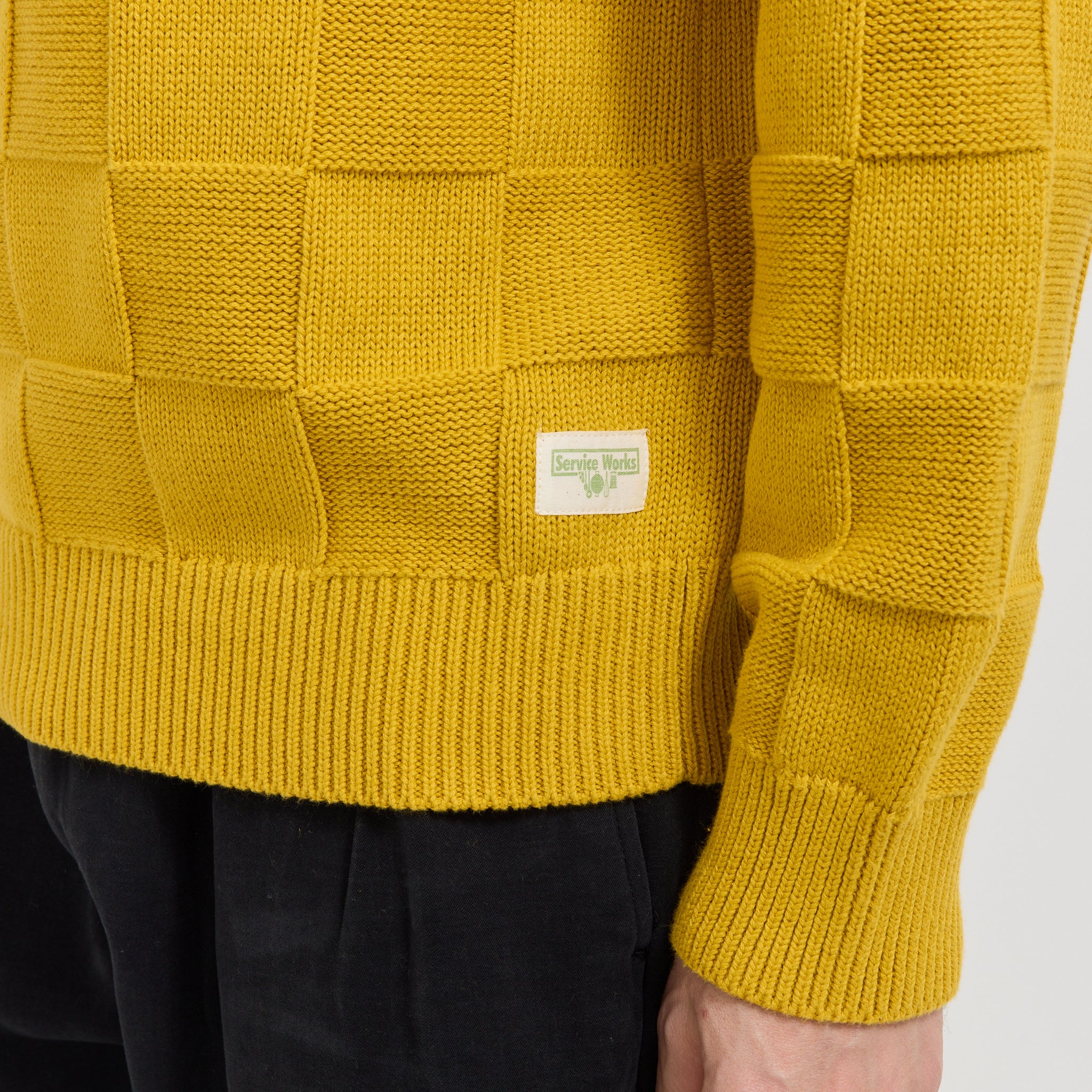 Service Works | Check Knit Crewneck Ochre | Maplestore