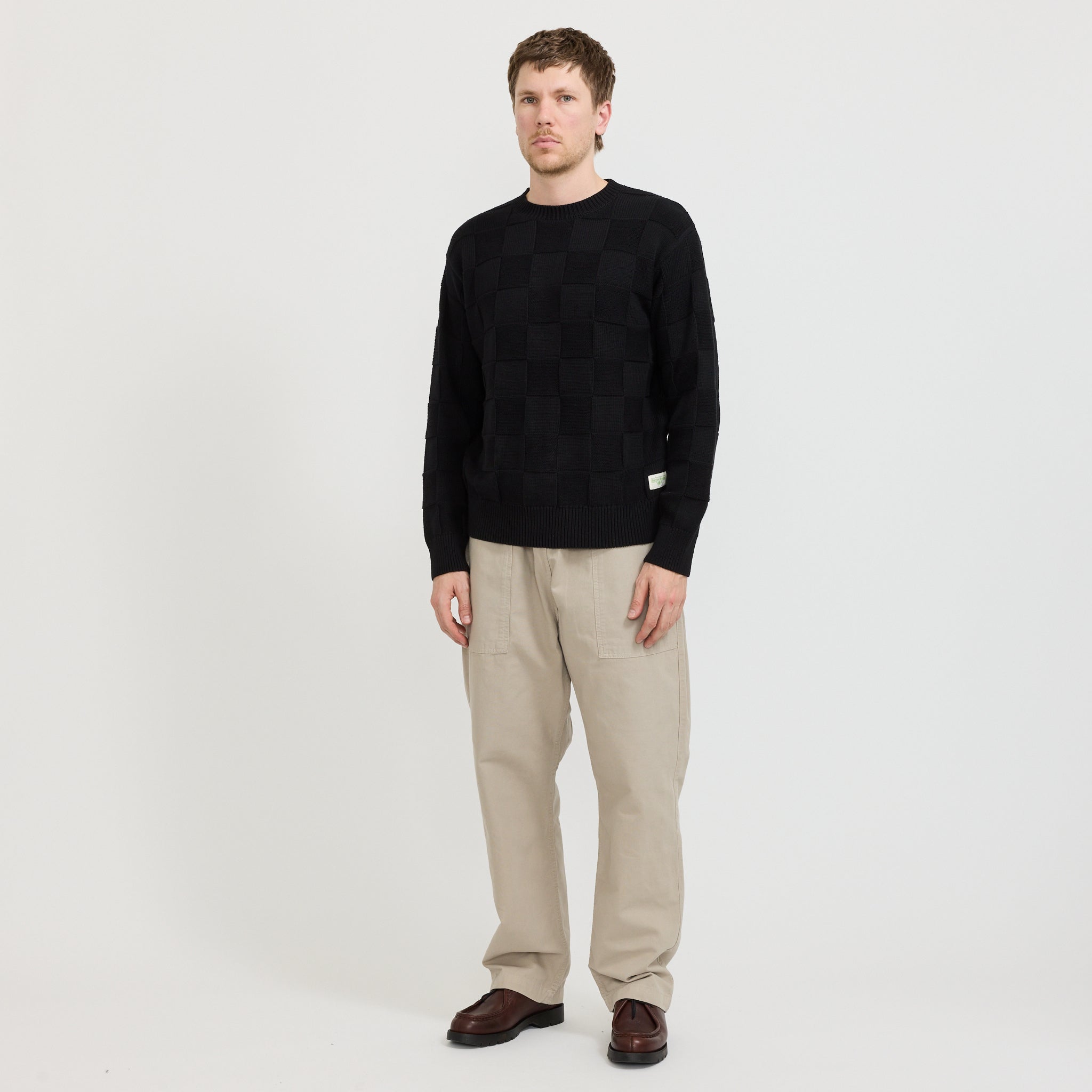 Service Works | Check Knit Crewneck Black | Maplestore
