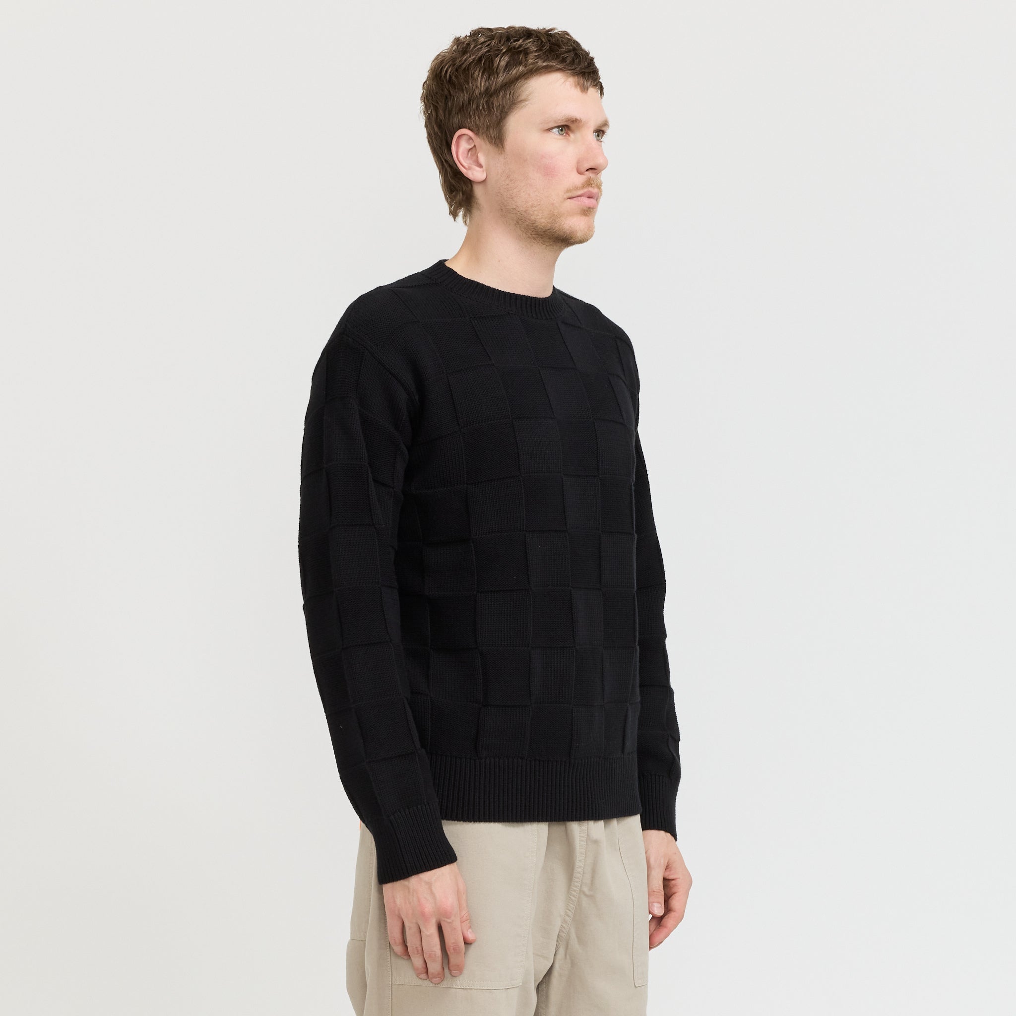 Service Works | Check Knit Crewneck Black | Maplestore