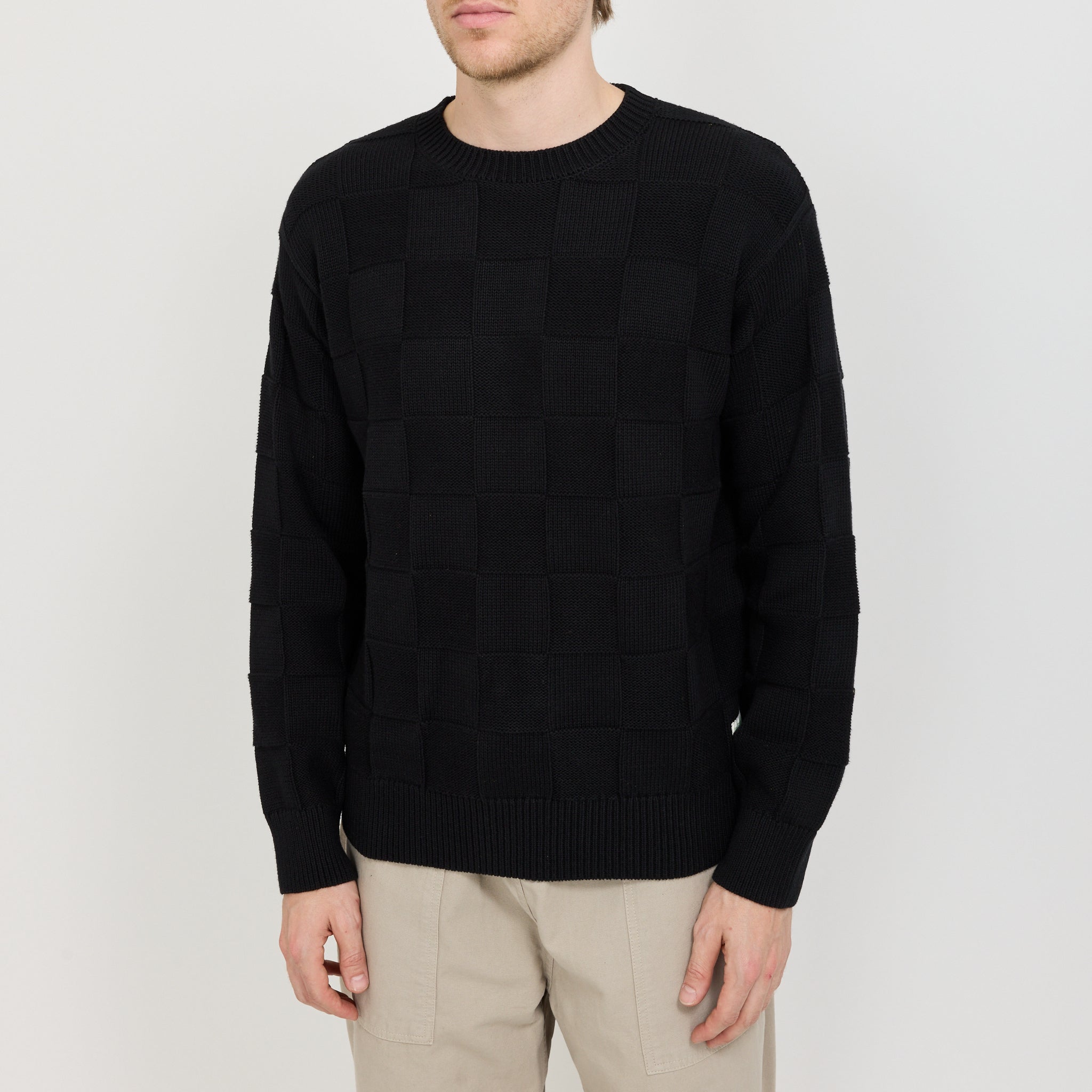 Service Works | Check Knit Crewneck Black | Maplestore