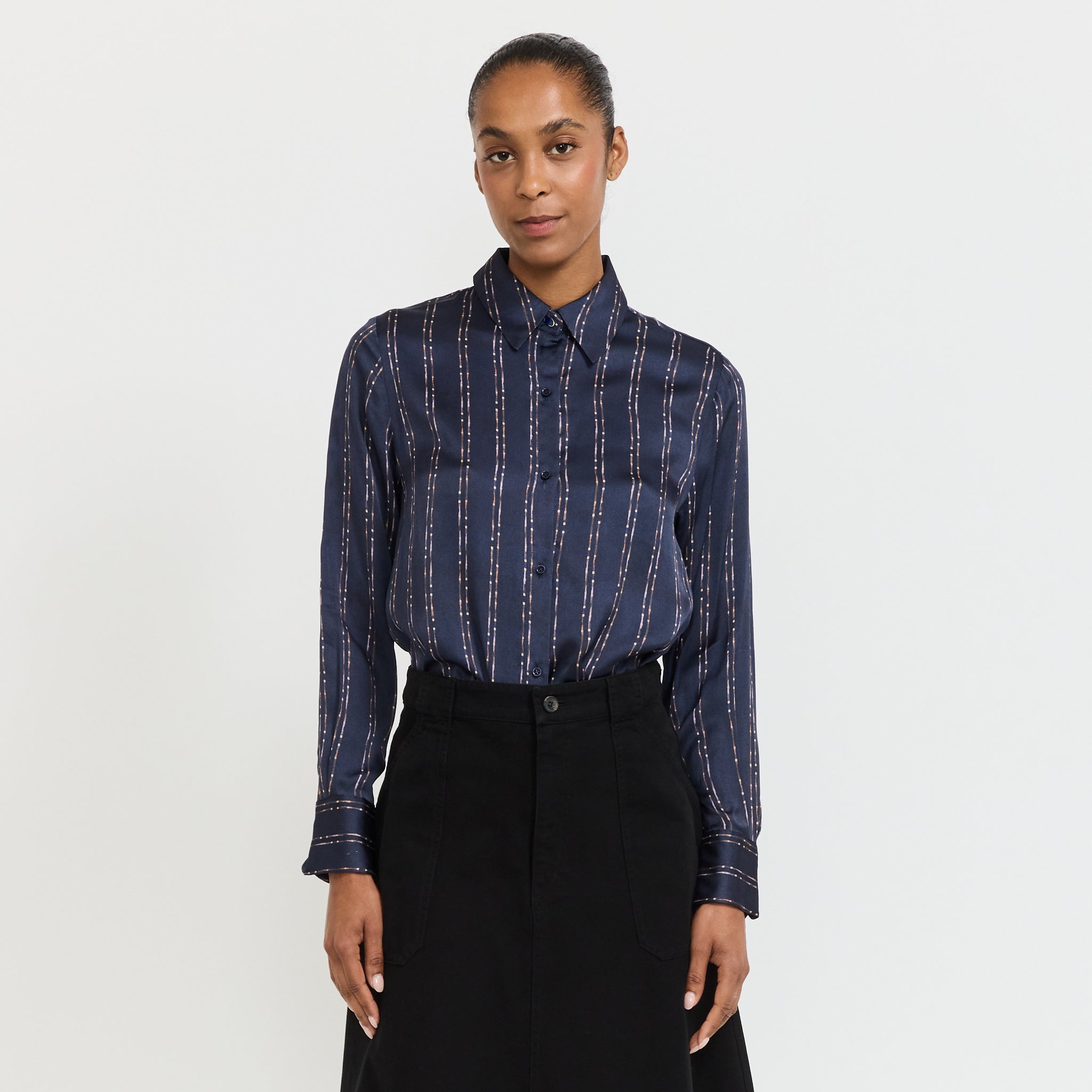 Britjet Printed Shirt Navy/Plum Ikat