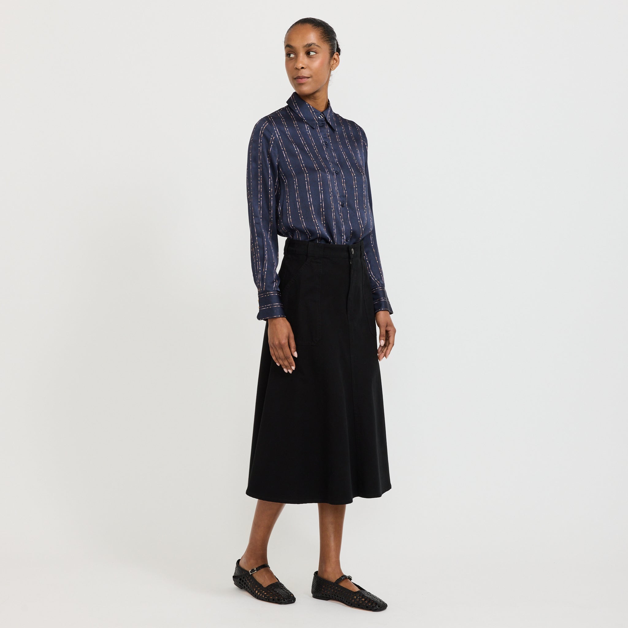 Britjet Printed Shirt Navy/Plum Ikat