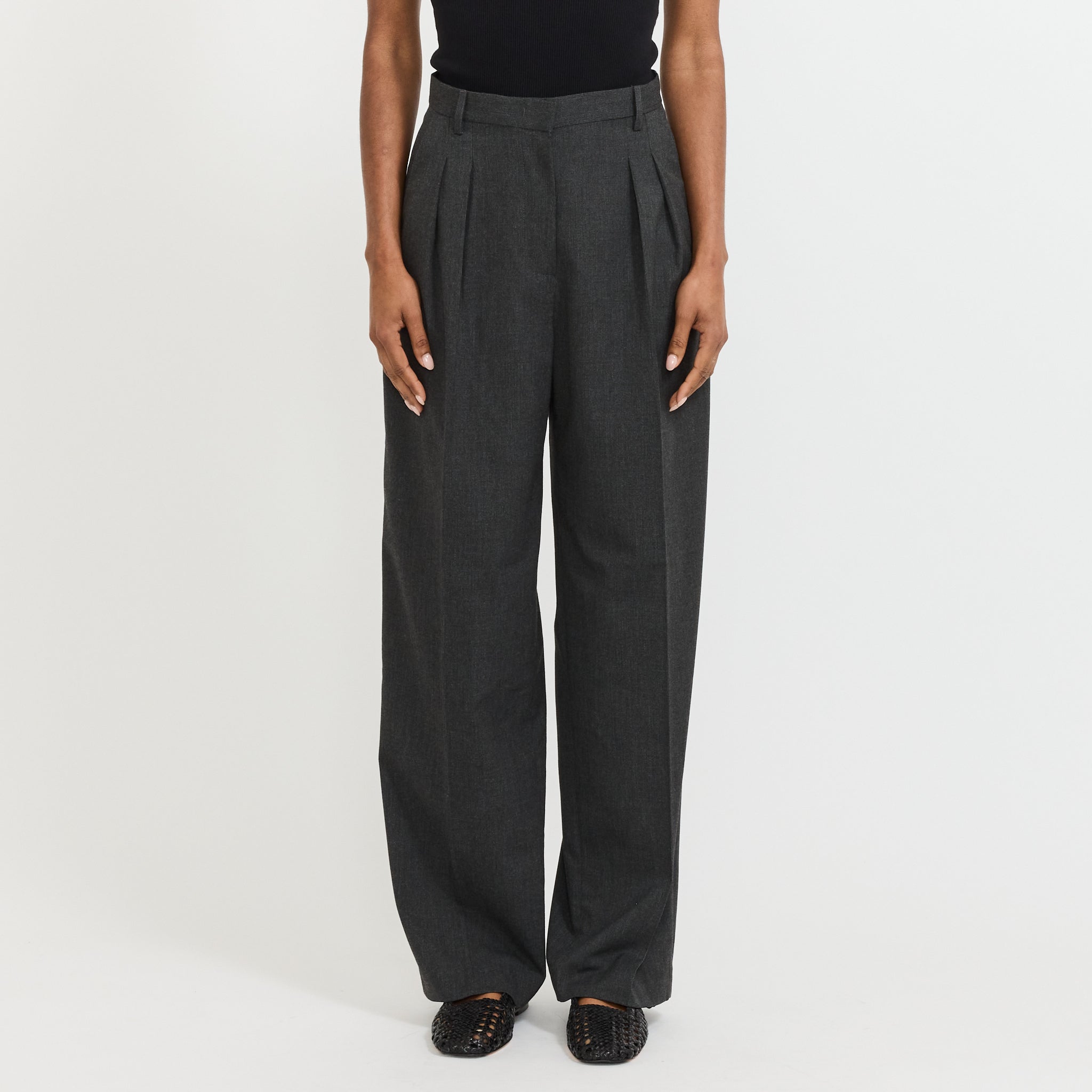 Emilio Straight Pleated Pants Greysand