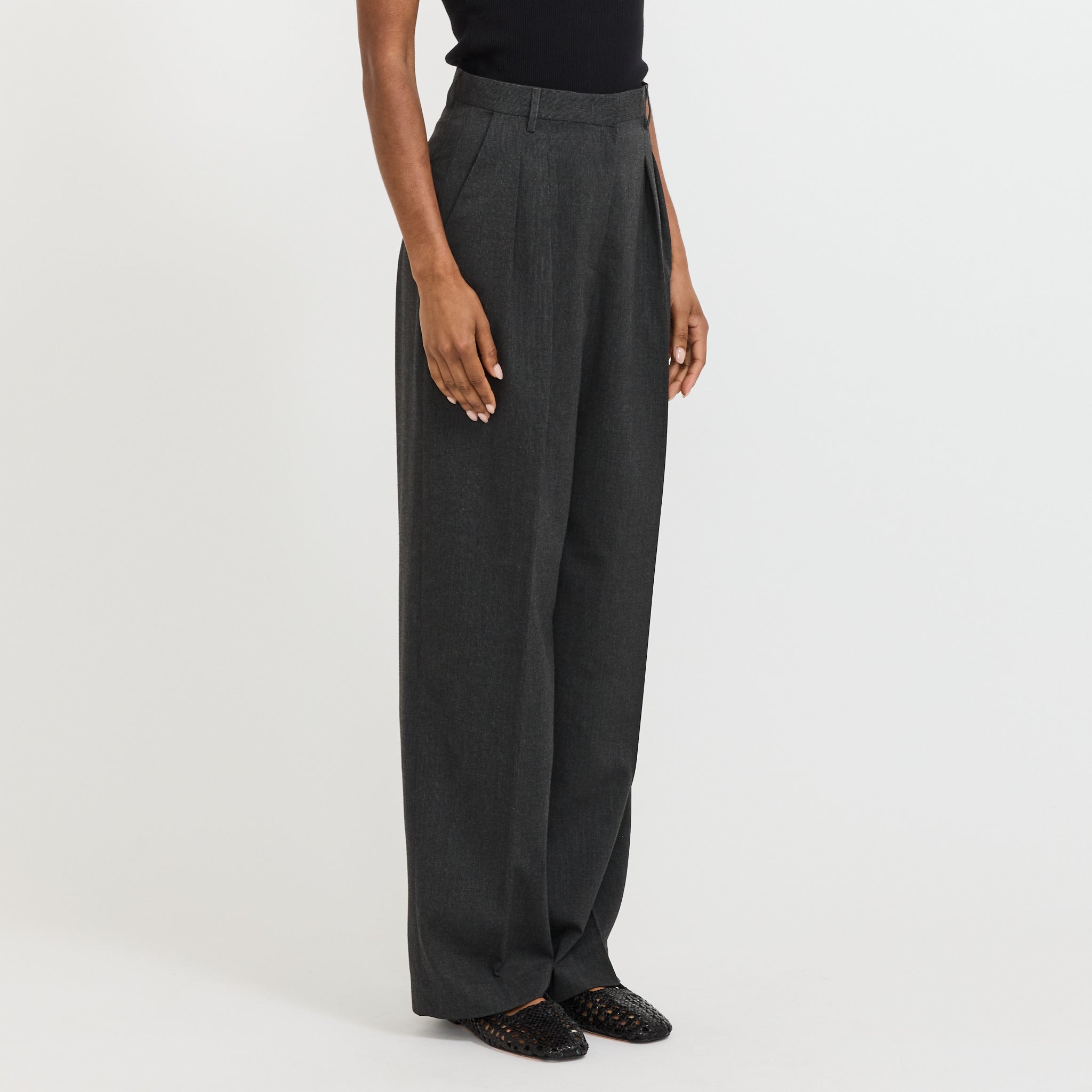 Emilio Straight Pleated Pants Greysand