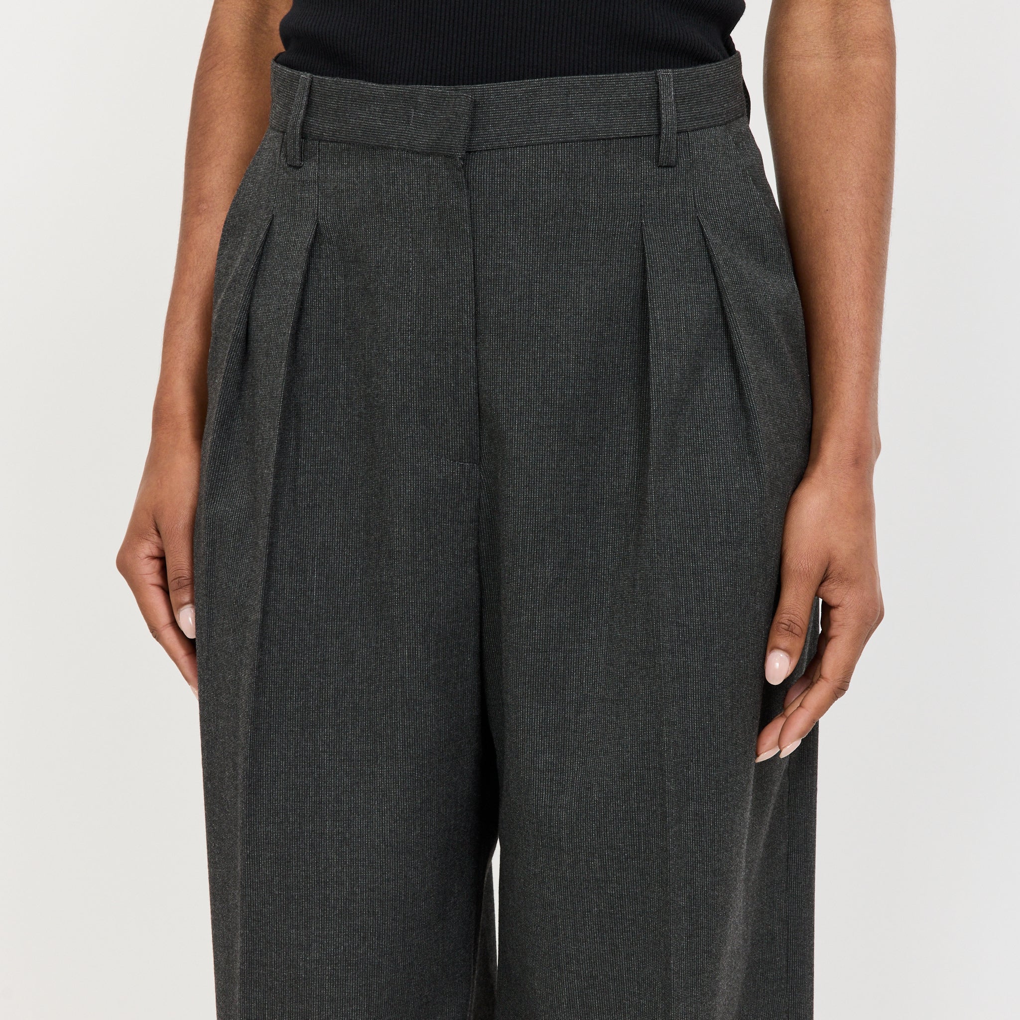 Emilio Straight Pleated Pants Greysand