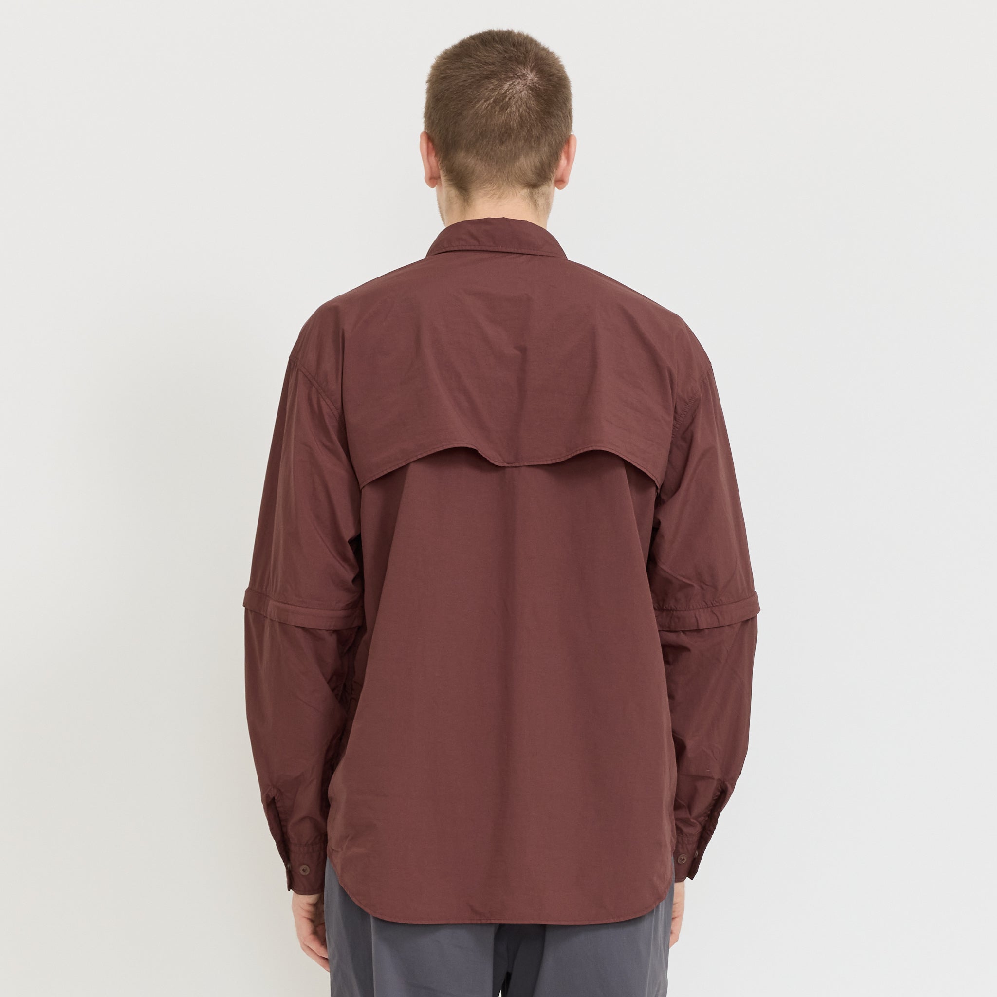 Garment Dyed Convertible Shirt Brown