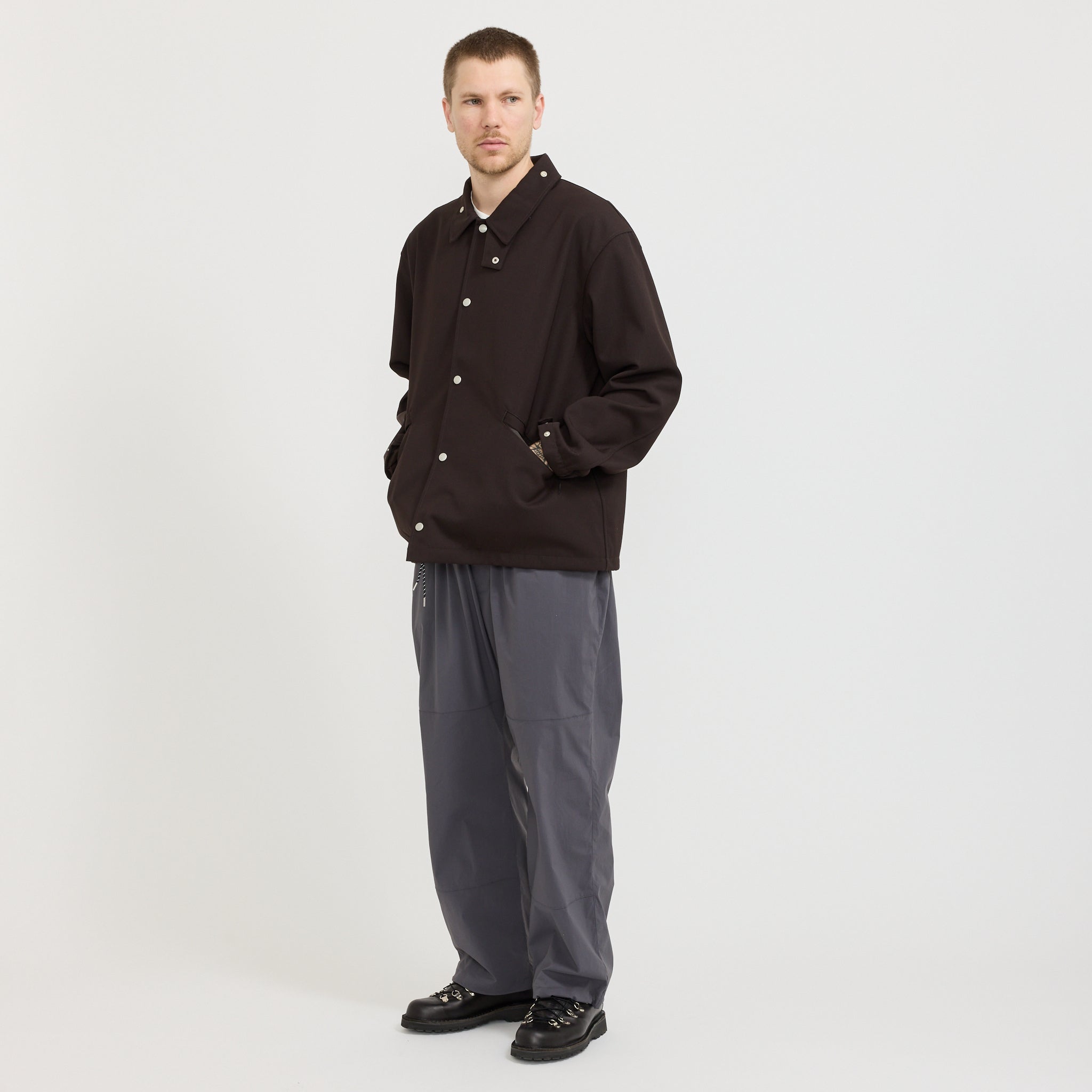 Hybrid Wool Coach Jacket Dark Brown