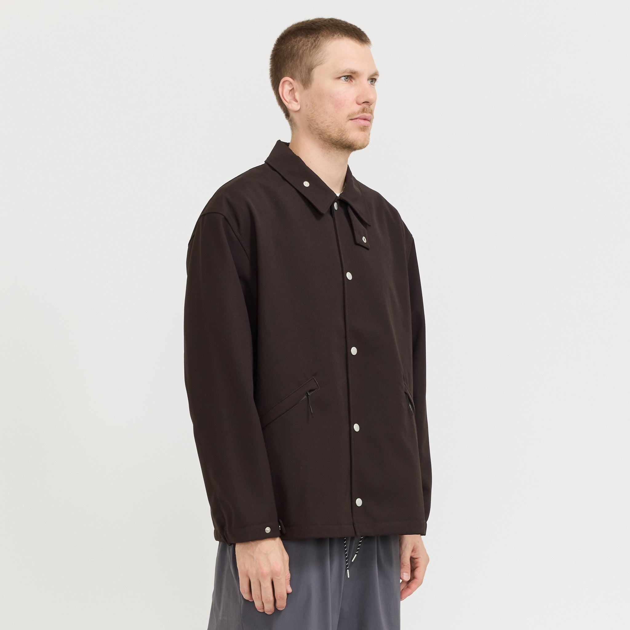 Hybrid Wool Coach Jacket Dark Brown