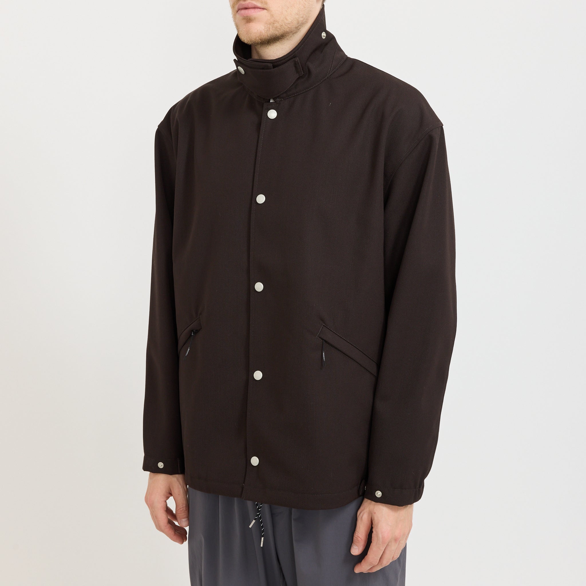 Hybrid Wool Coach Jacket Dark Brown