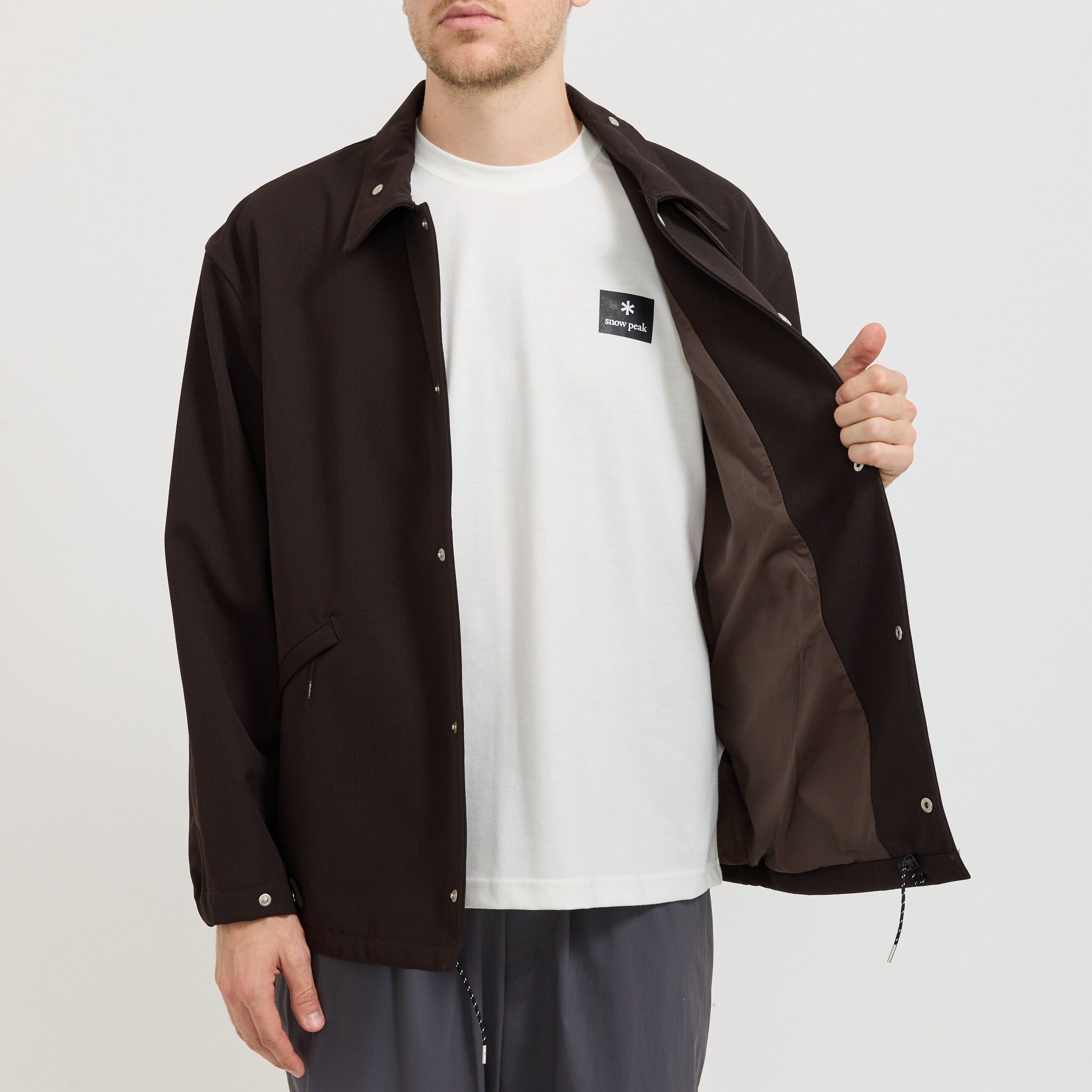 Hybrid Wool Coach Jacket Dark Brown