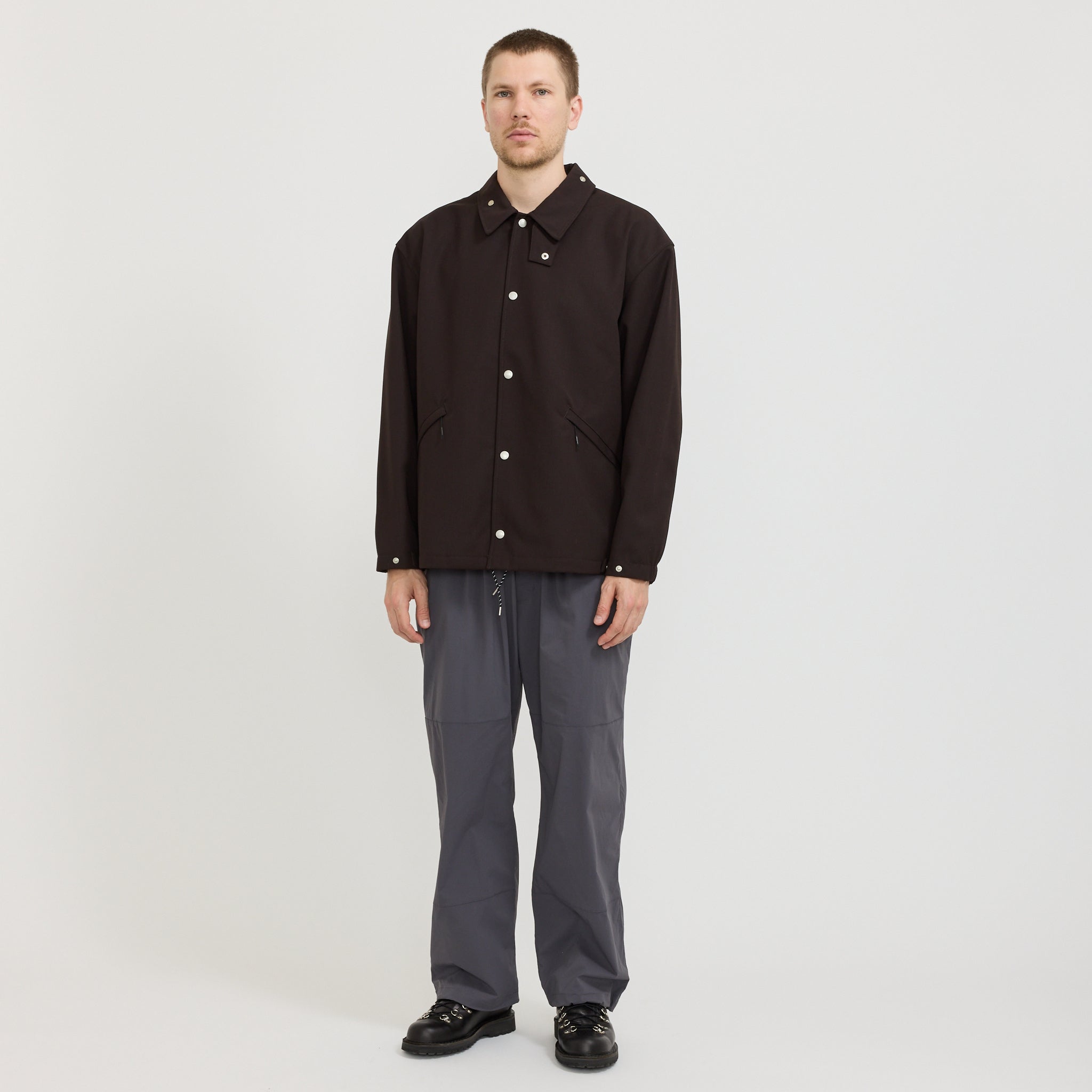 Hybrid Wool Coach Jacket Dark Brown