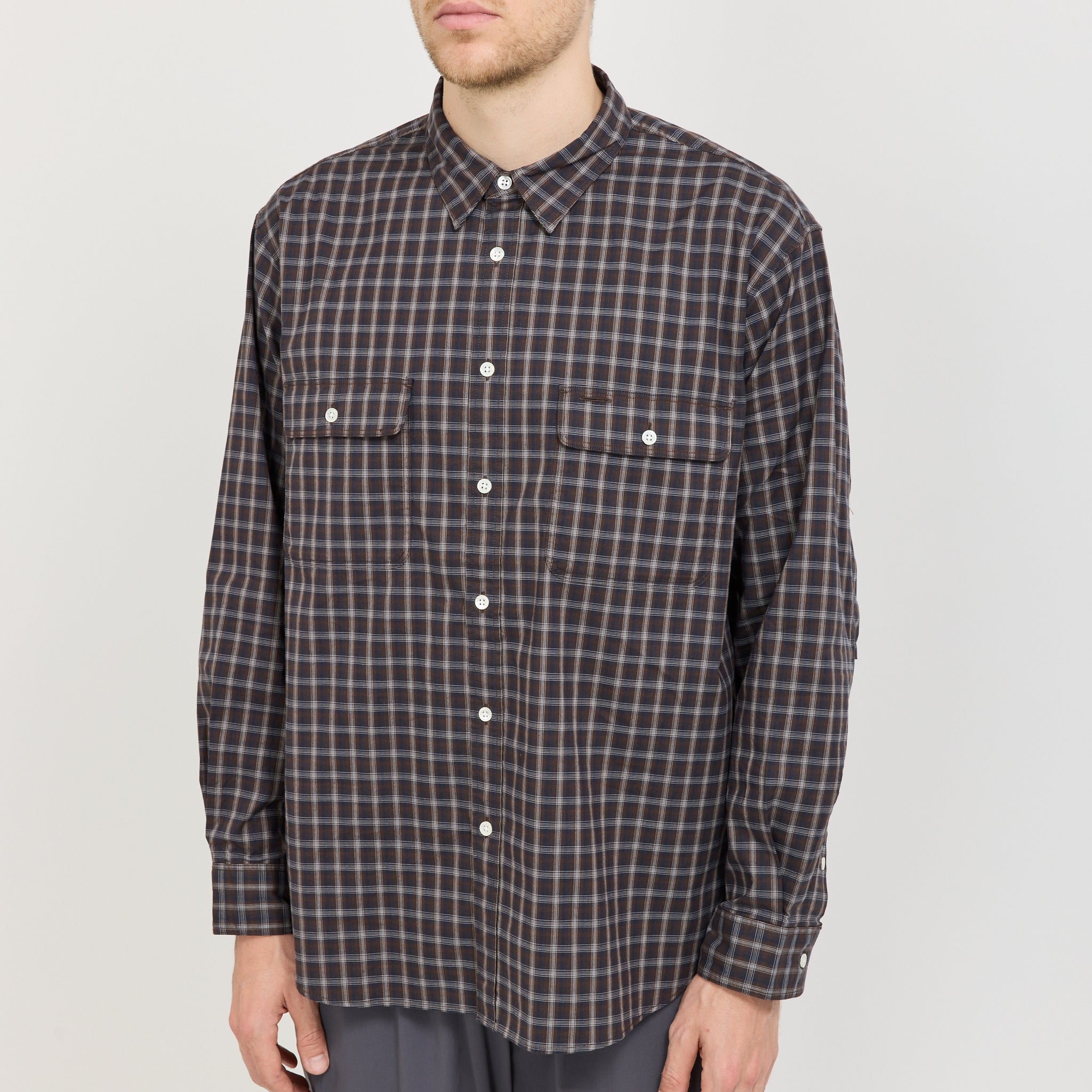Organic Cotton Ombre Check Shirt Brown