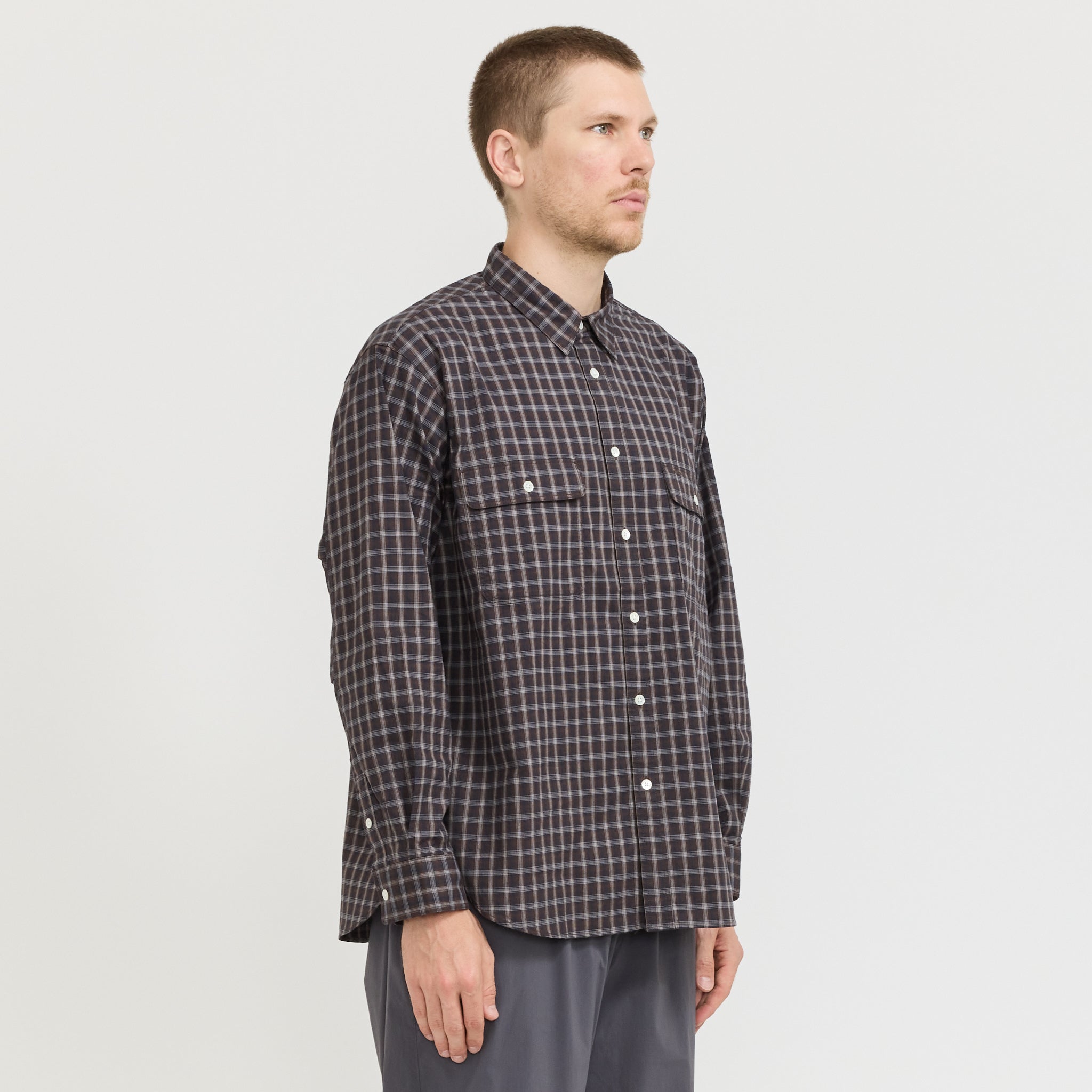 Organic Cotton Ombre Check Shirt Brown