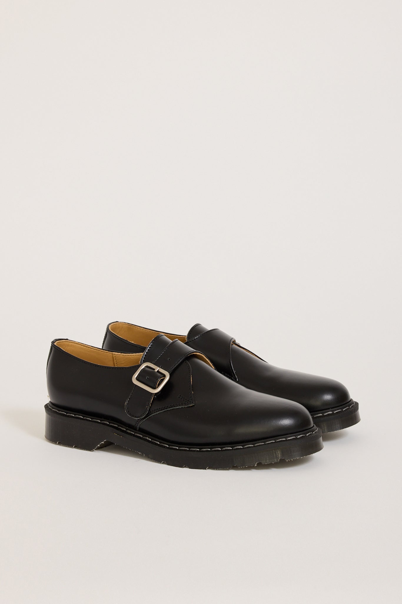 Solovair | Hi Shine Single Buckle Monk Shoe Black | Maplestore