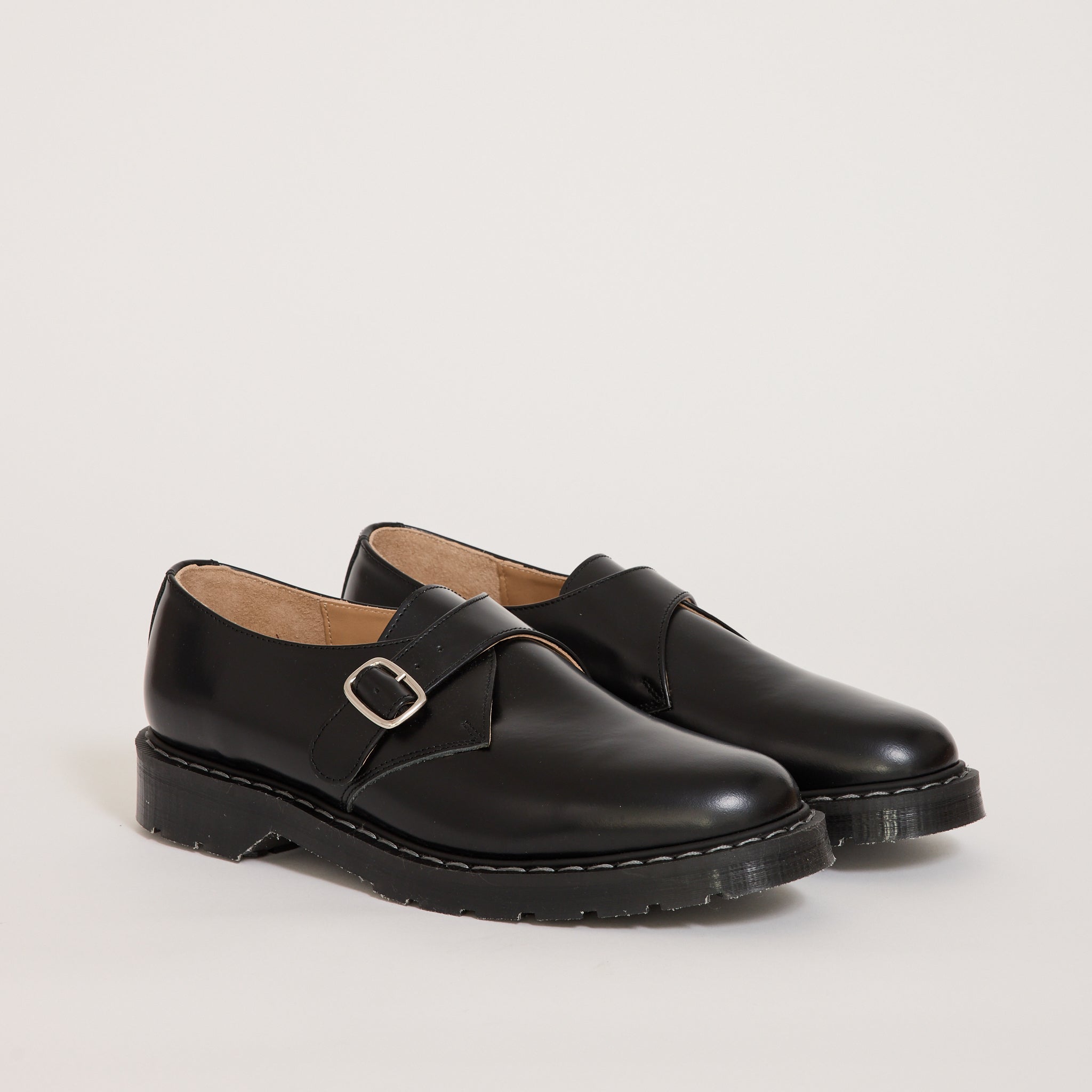 Hi Shine Single Buckle Monk Shoe Black