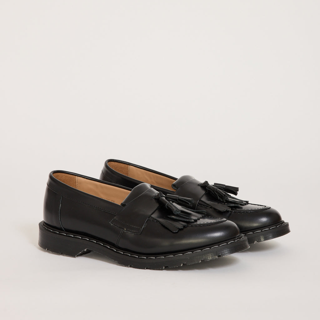 Solovair Hi Shine Tassel Loafer Black Maplestore