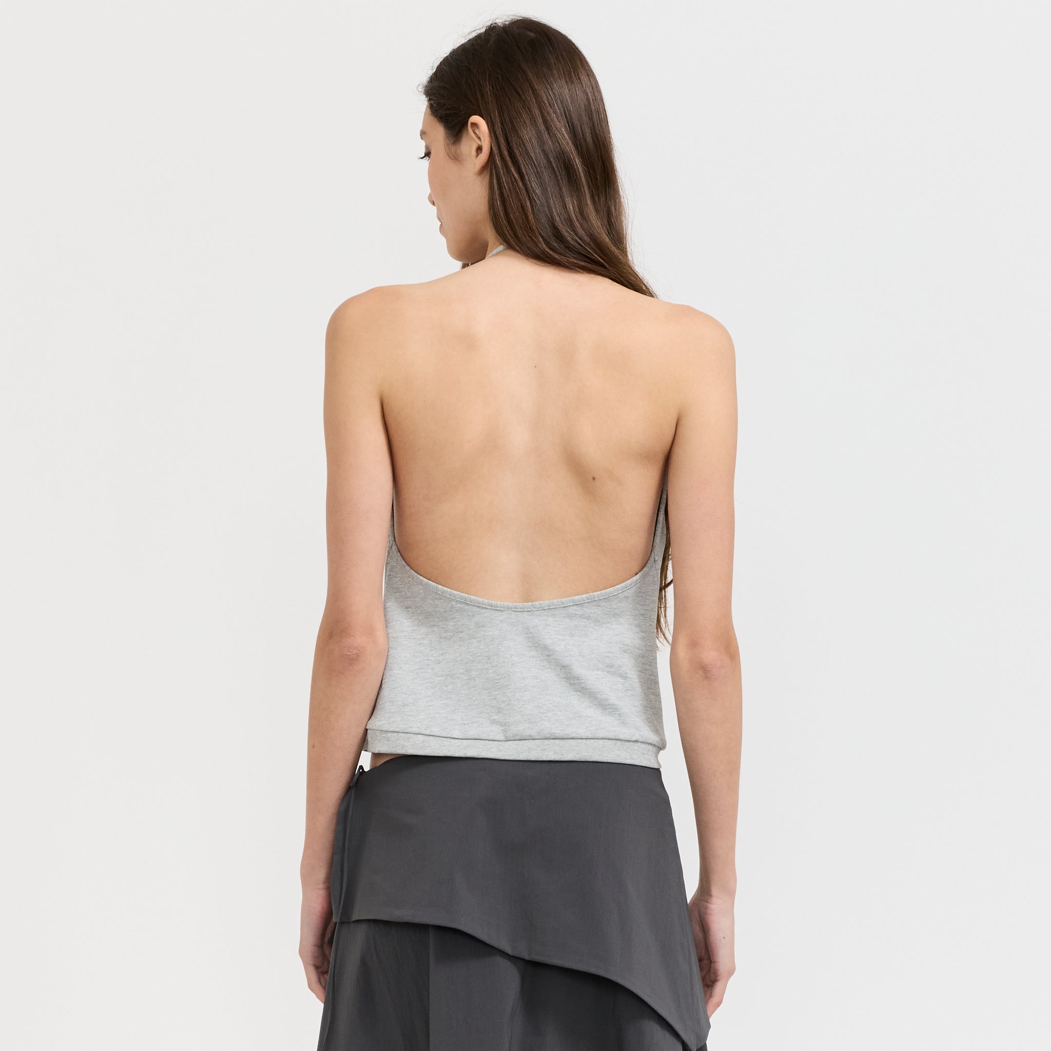 Cotton Jersey Halter Top Light Grey Marle