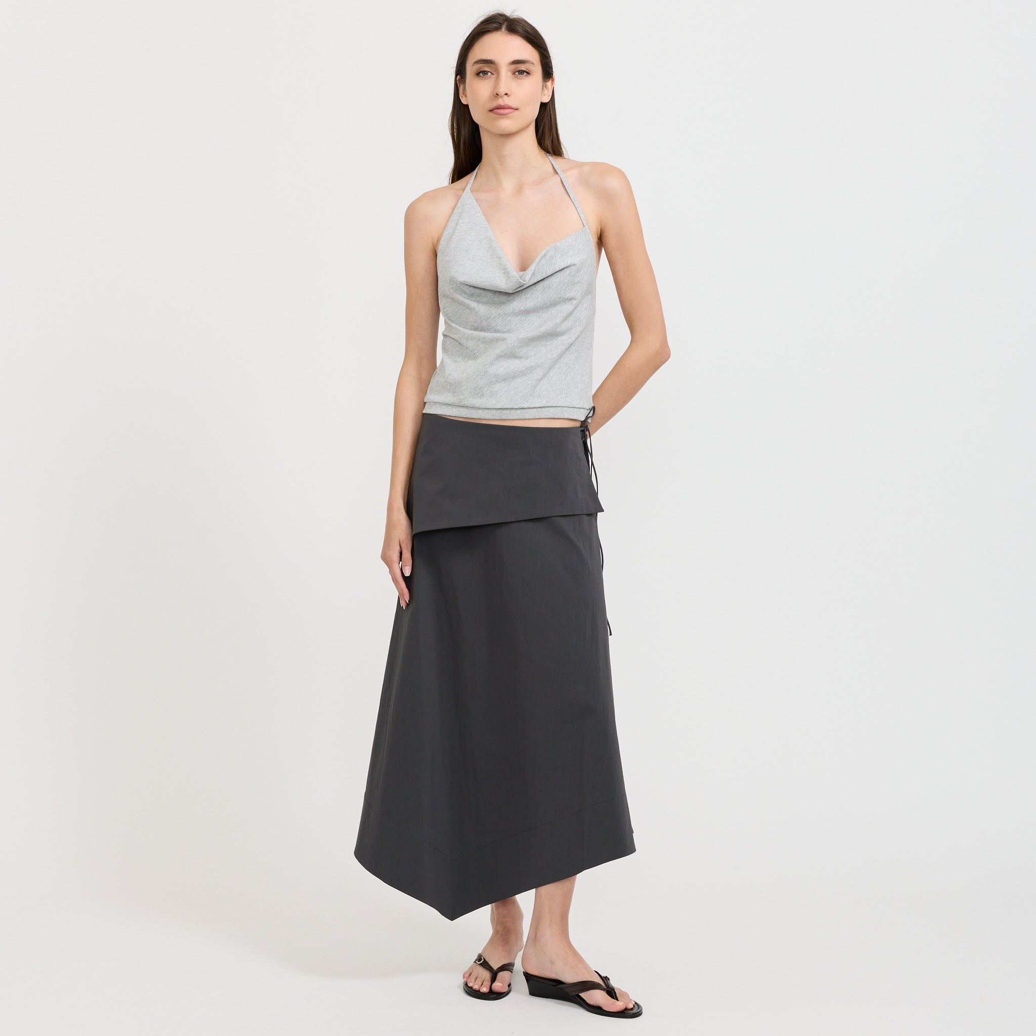 Detachable Belt Asymm Skirt Iron Glaze