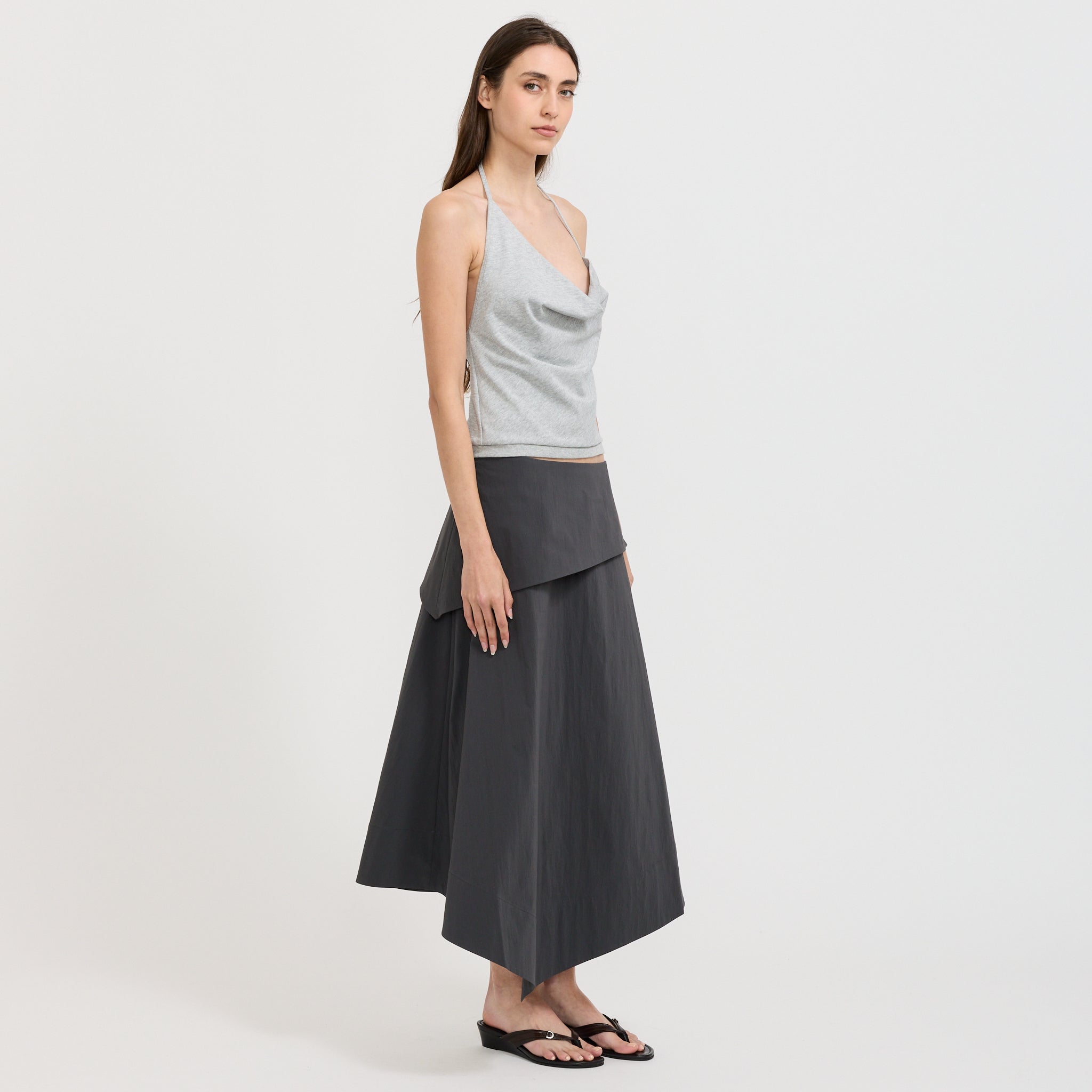 Detachable Belt Asymm Skirt Iron Glaze