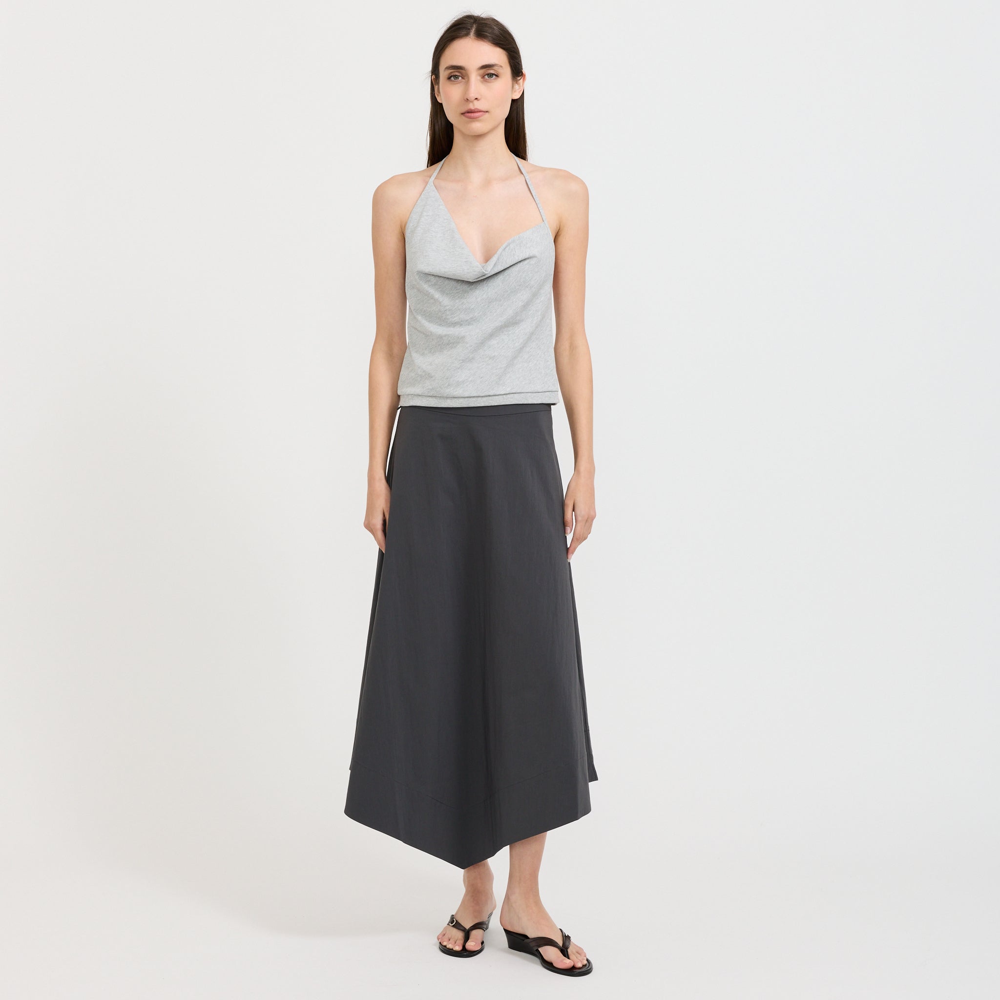 Detachable Belt Asymm Skirt Iron Glaze